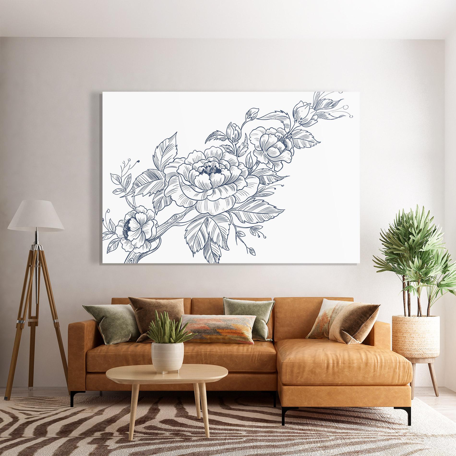 Tablou Sticla Blue Line Roses mockup 7