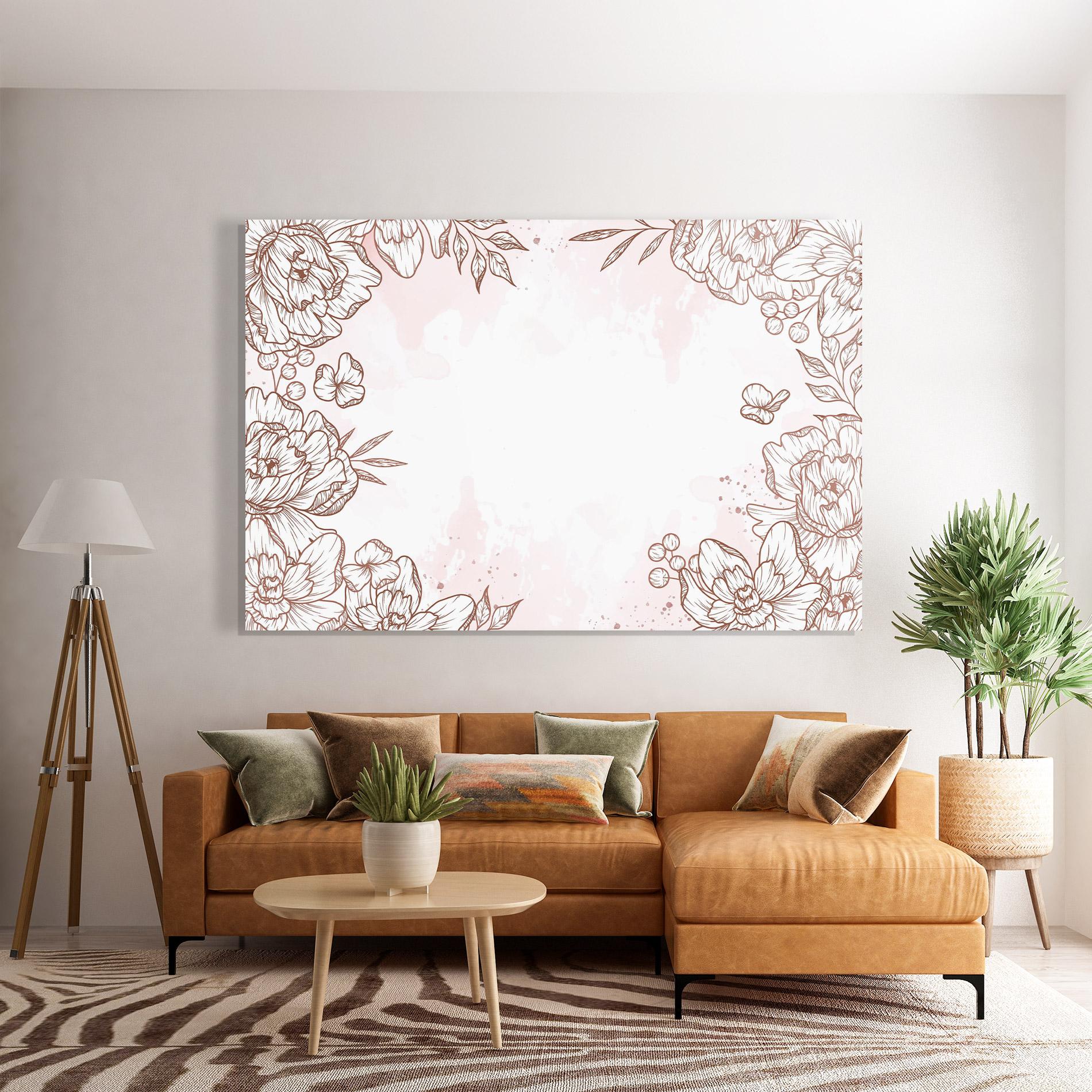 Tablou Sticla Brown Flower Line mockup 7