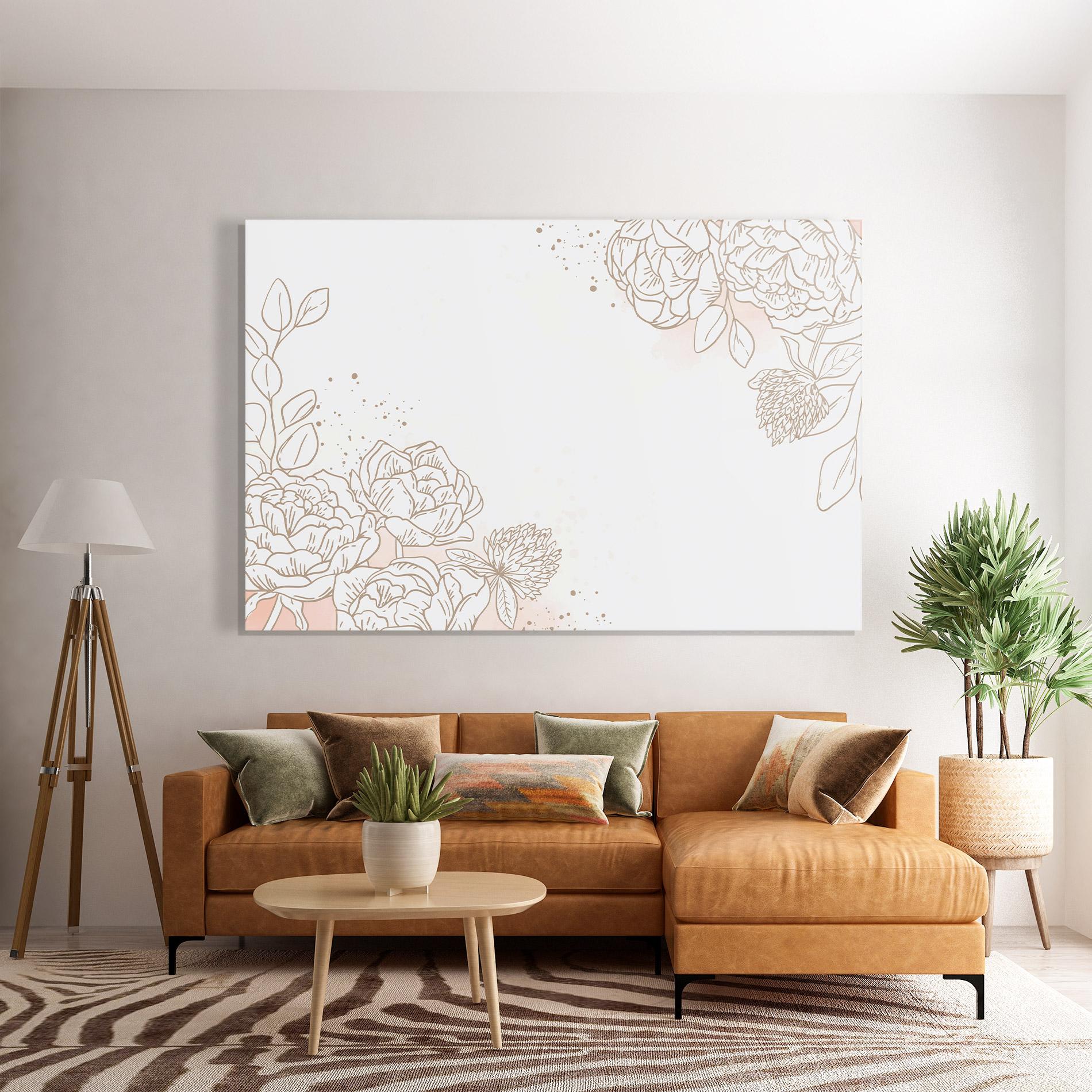 Tablou Sticla Cream Line Flower mockup 7