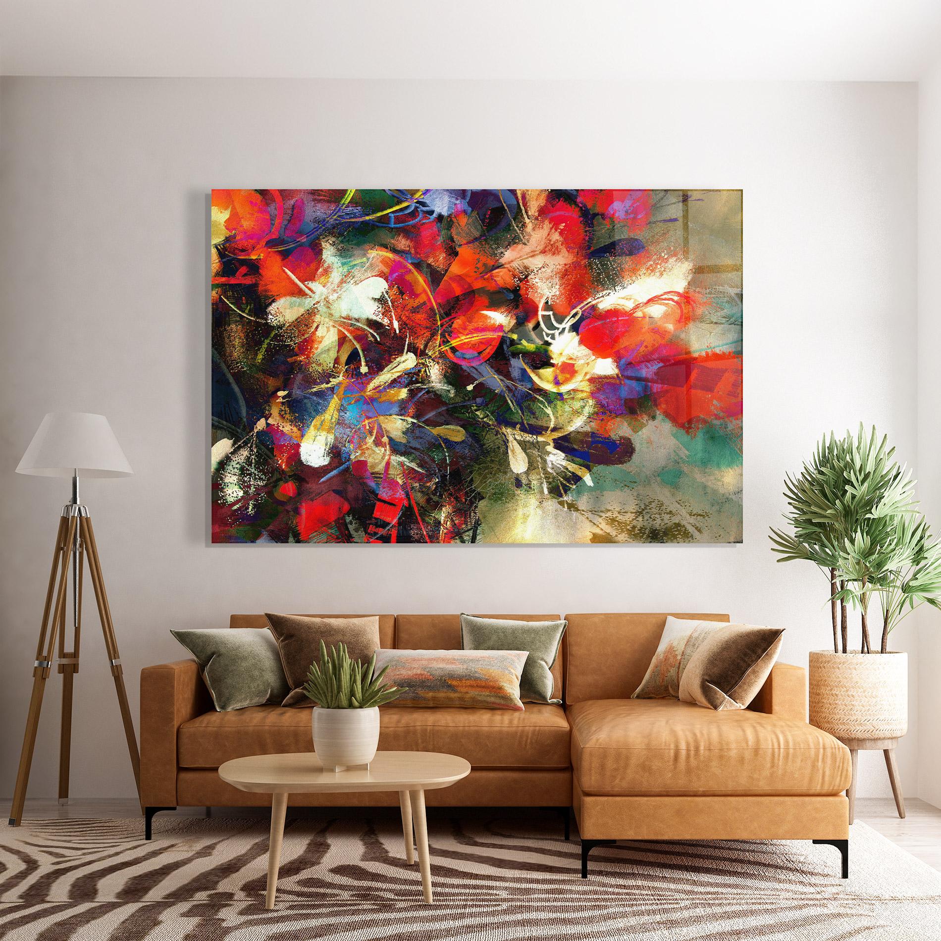 Tablou Sticla Flori Abstracte mockup 7