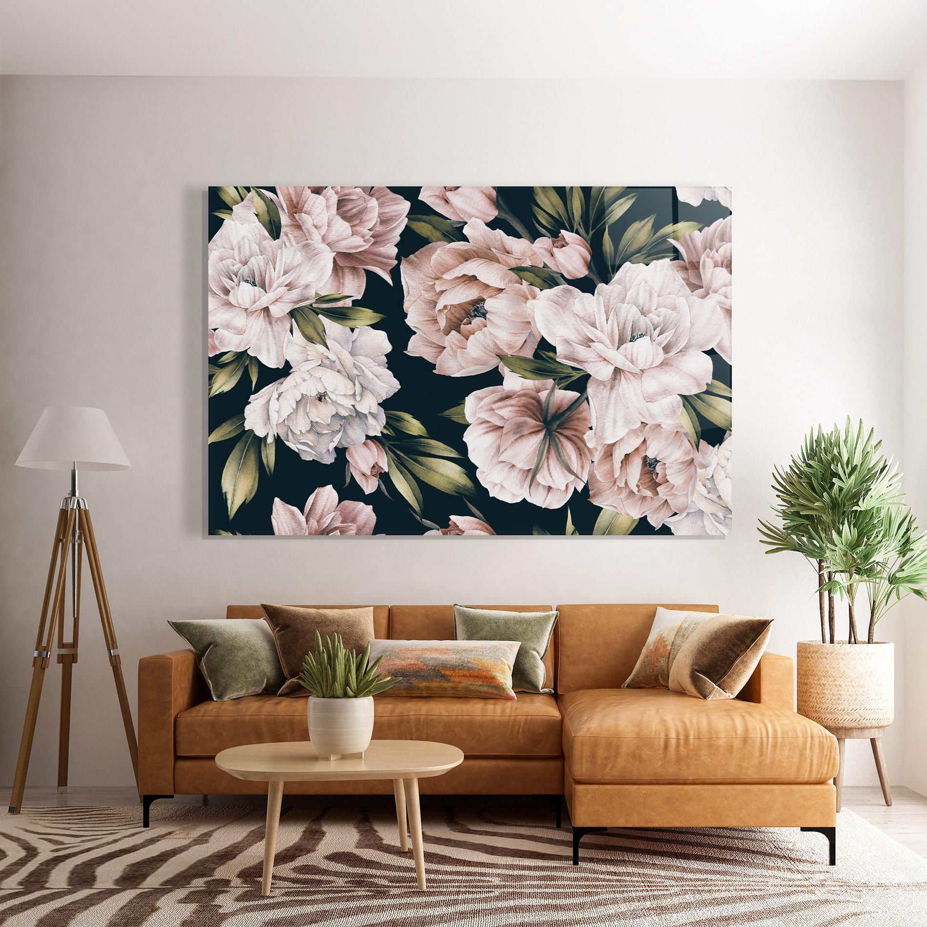 Tablou Sticla Flori De Bujori mockup 7