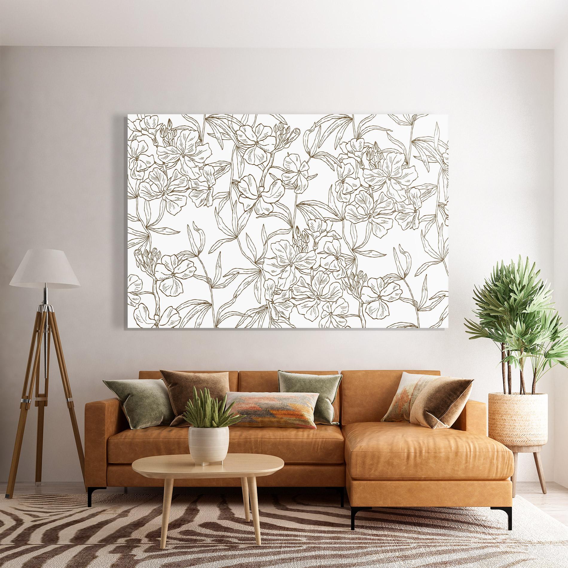 Tablou Sticla Flower Brown Line mockup 7