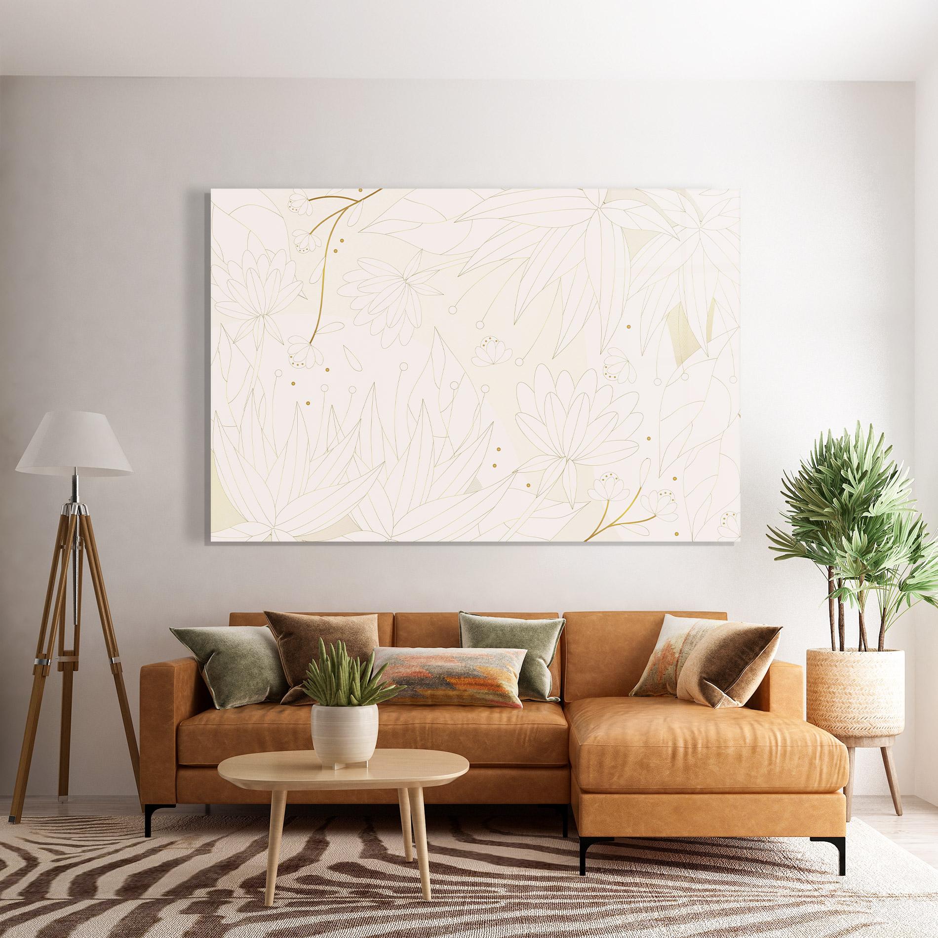 Tablou Sticla Flower Cream Line mockup 7