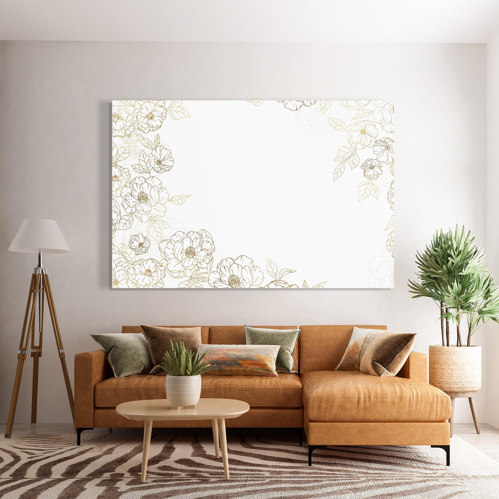 Tablou Sticla Flower Gold Line mockup 7