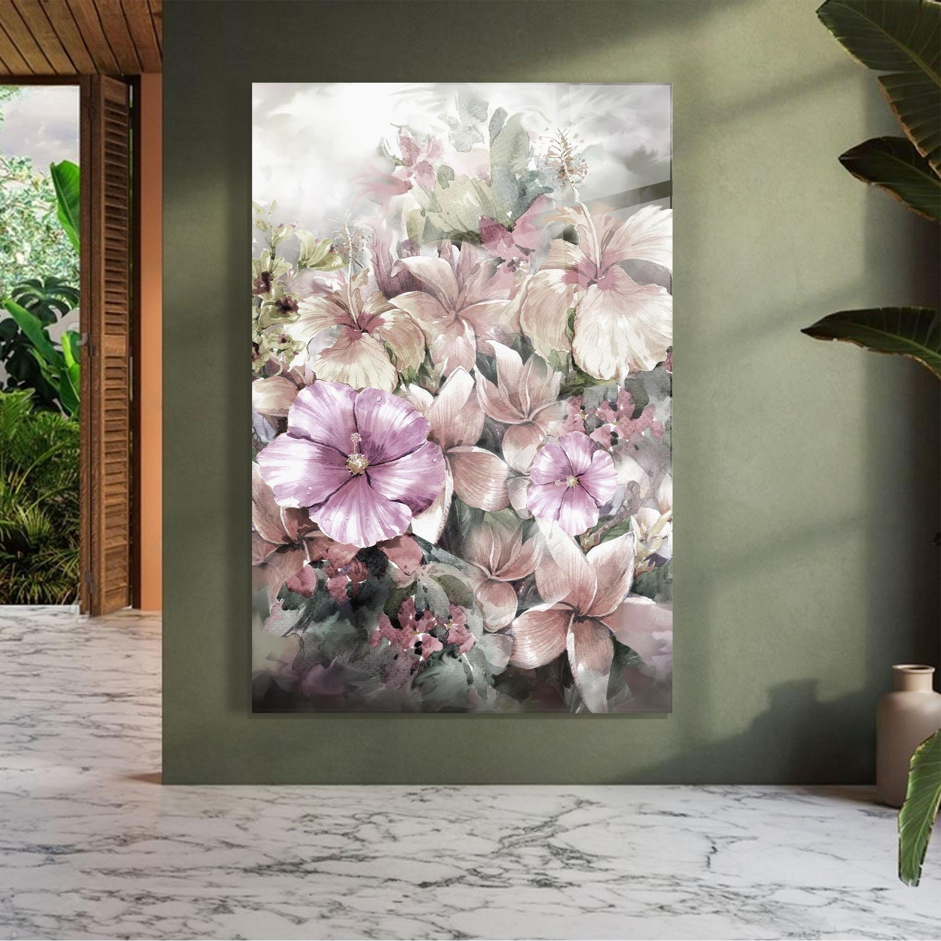 Tablou Sticla Contrastul De Flori mockup 7