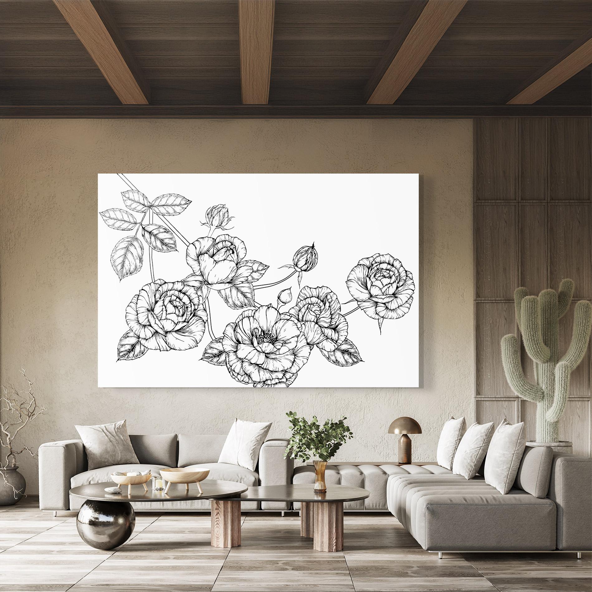 Tablou Sticla Big Roses Line mockup 8