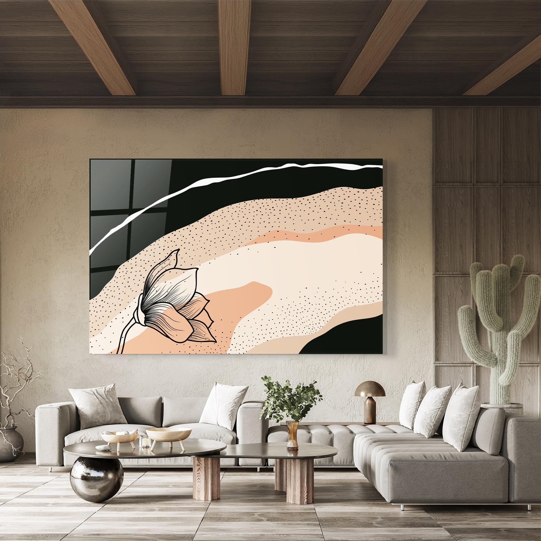 Tablou Sticla Black Line Art Plant mockup 8