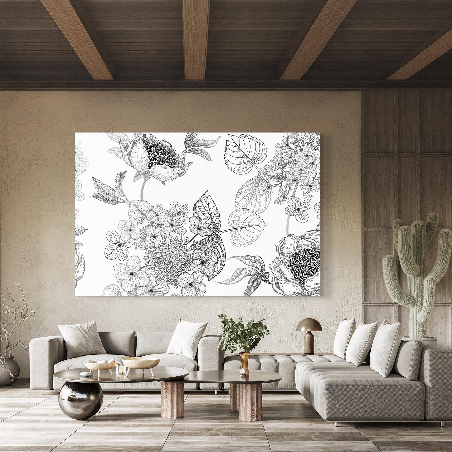 Tablou Sticla Black Line Flower mockup 8