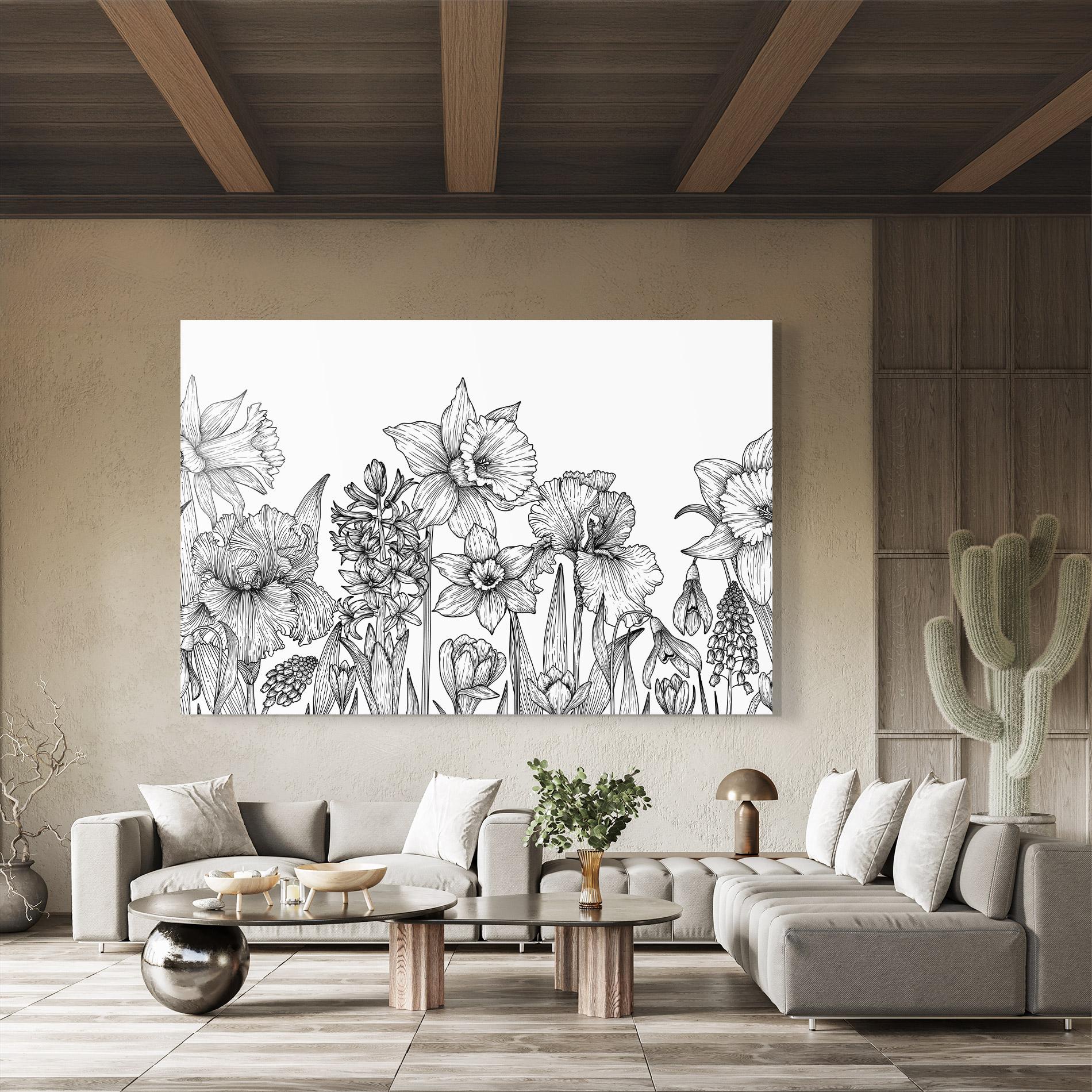 Tablou Sticla Black Line Plant mockup 8