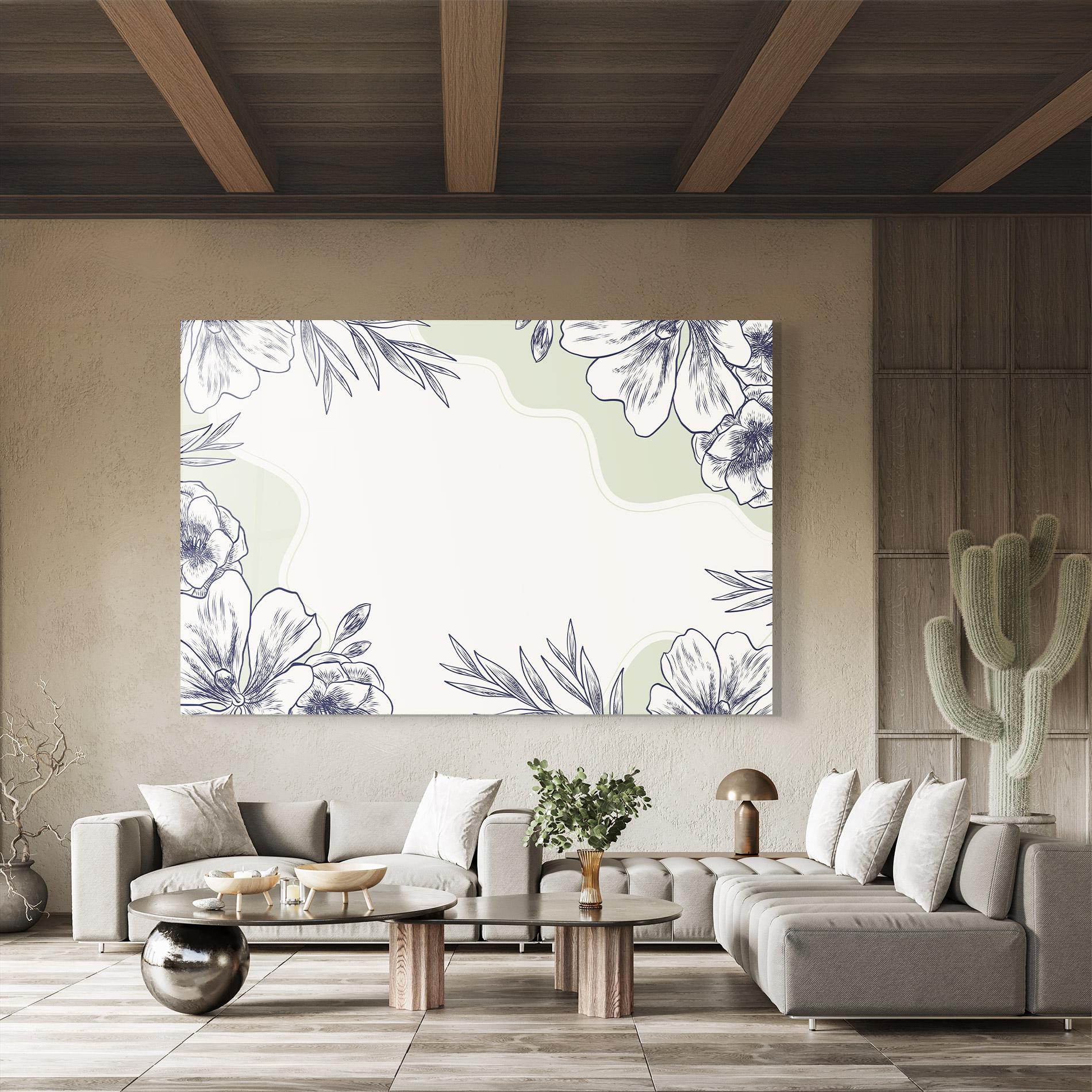 Tablou Sticla Blue Line Green mockup 8