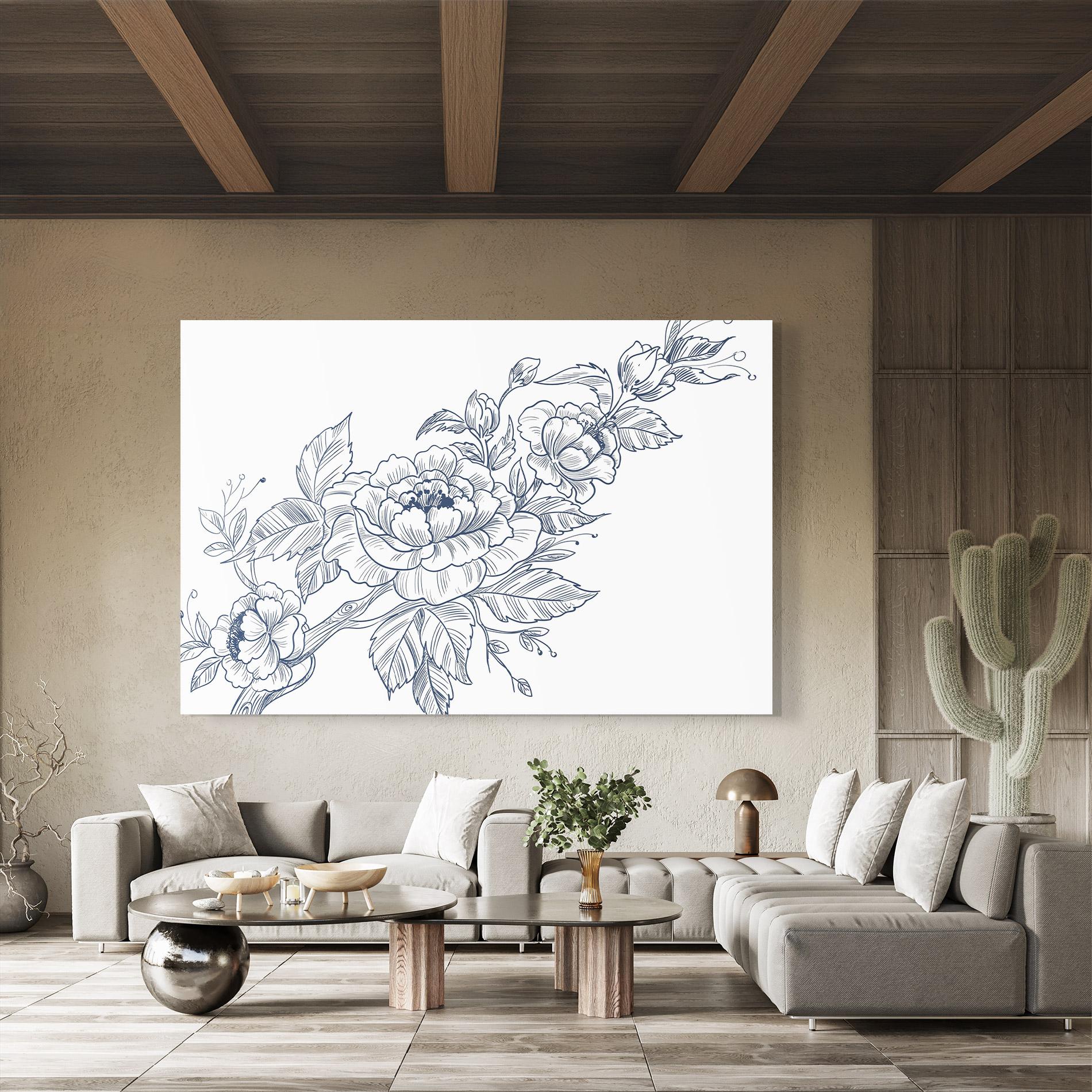 Tablou Sticla Blue Line Roses mockup 8