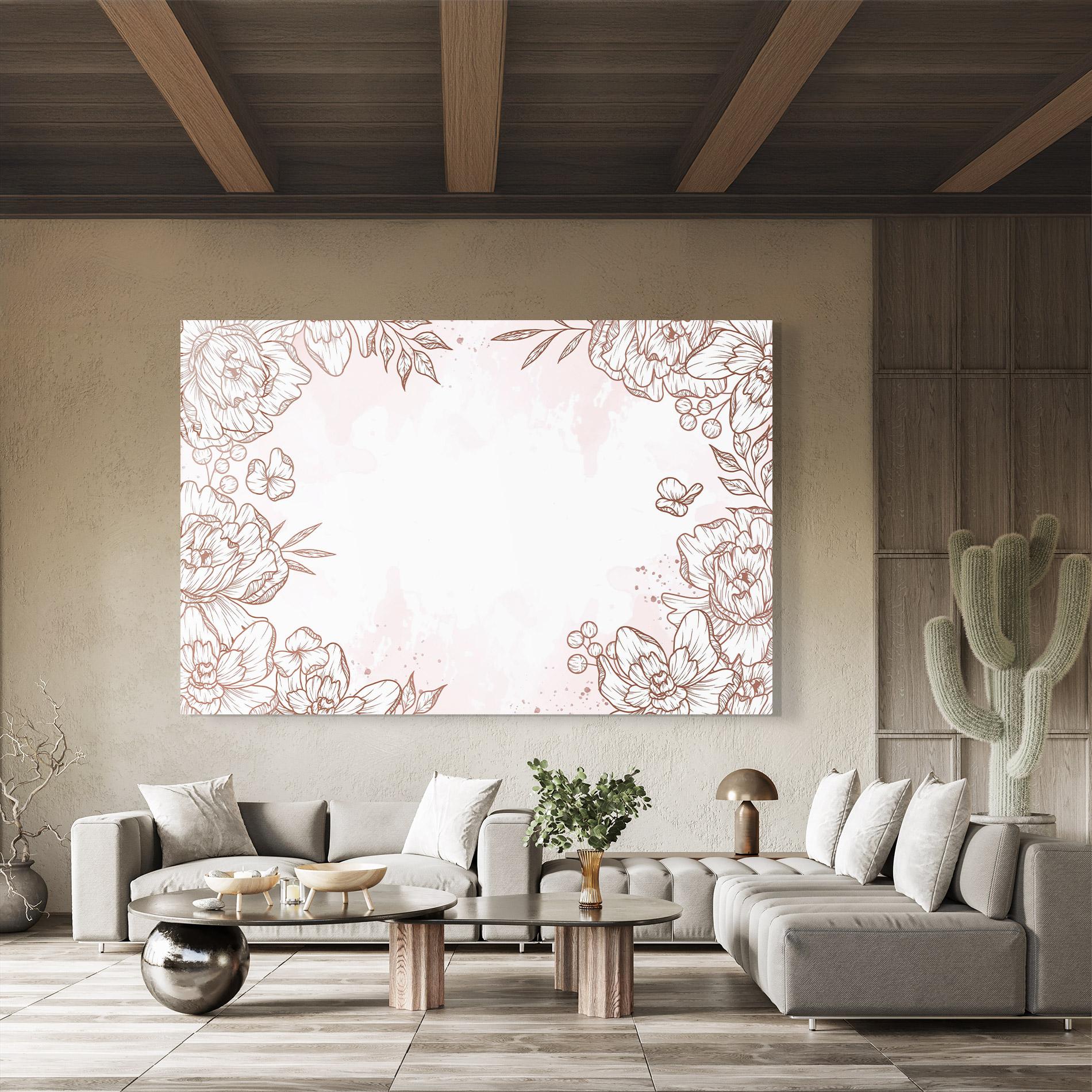 Tablou Sticla Brown Flower Line mockup 8