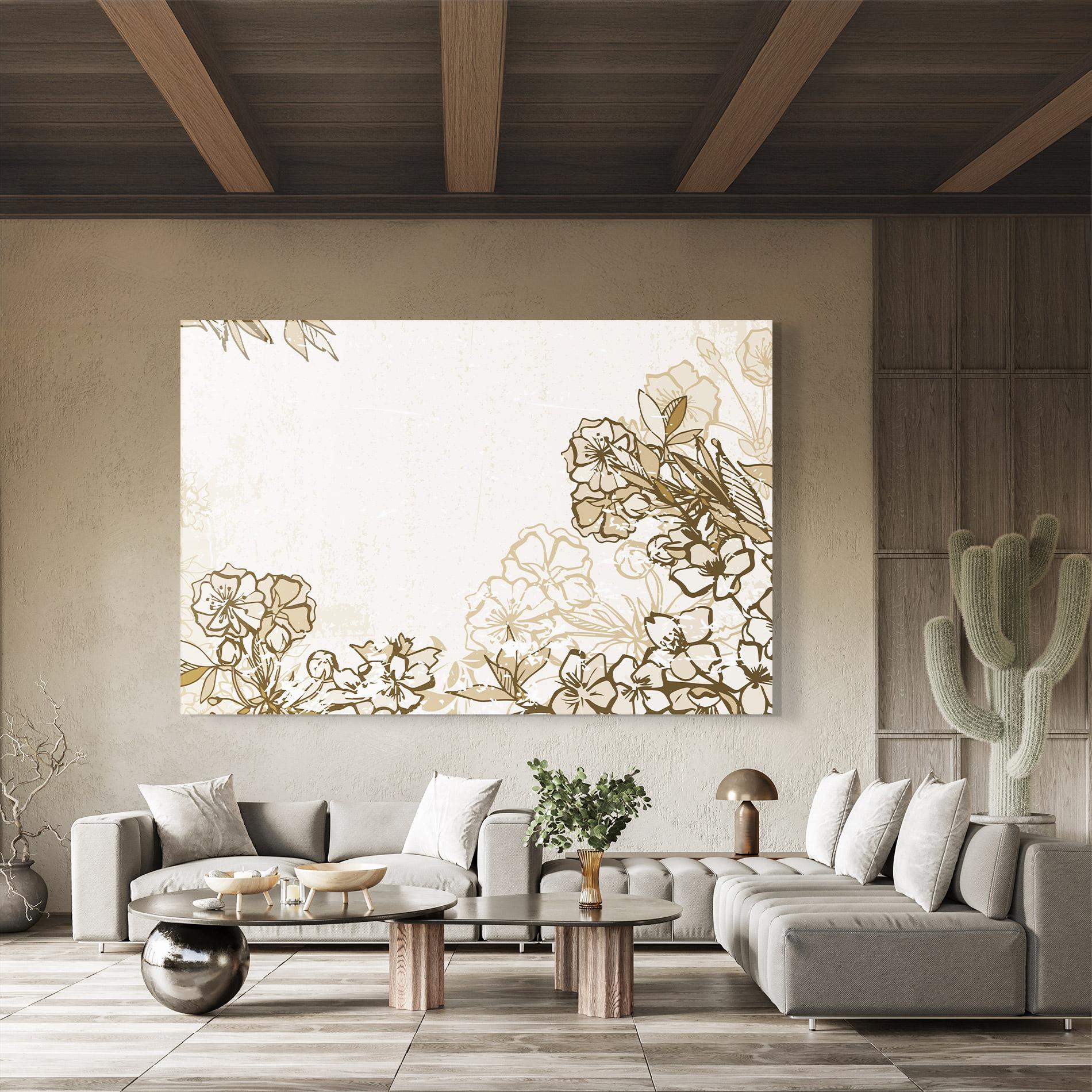 Tablou Sticla Cream Brown Flower mockup 8