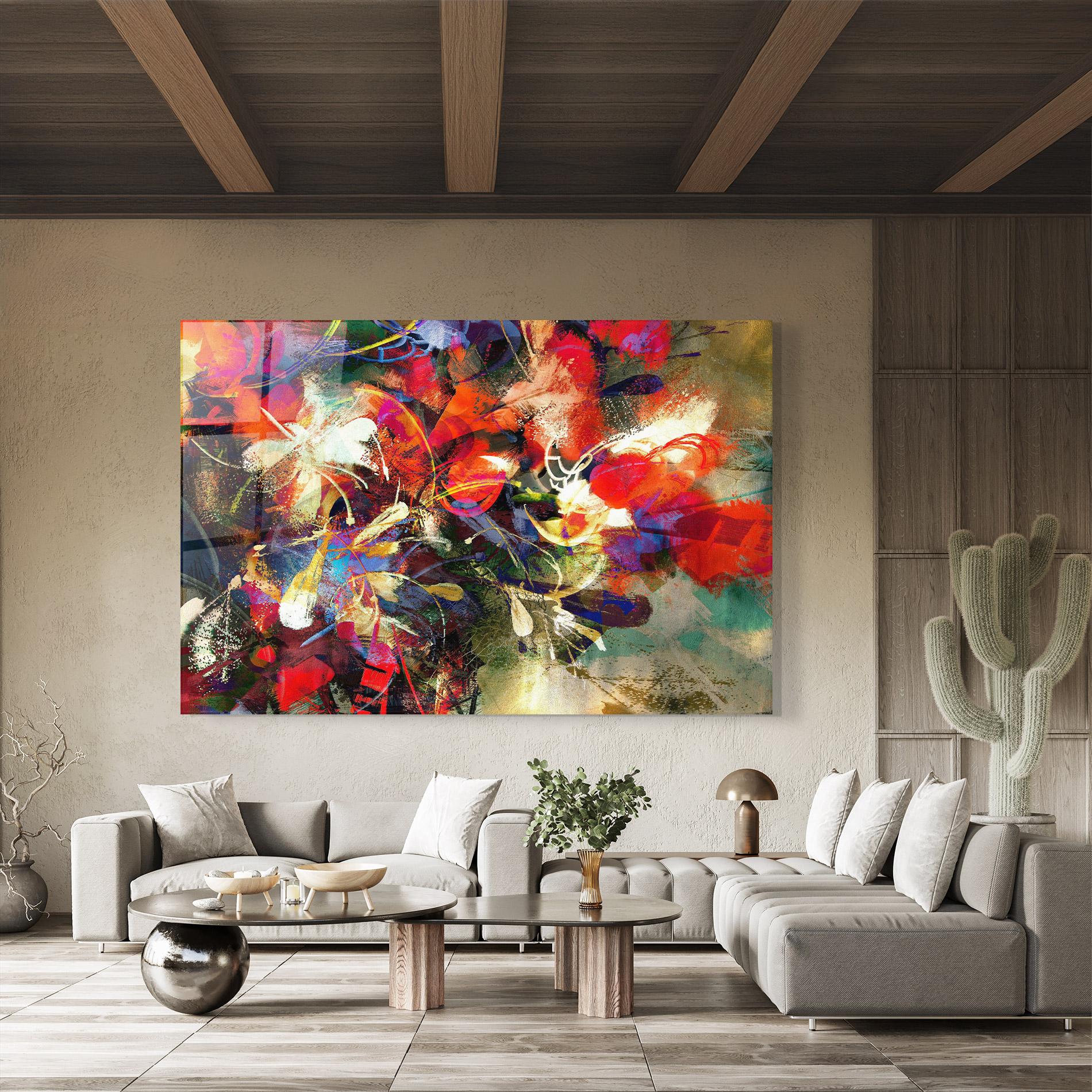 Tablou Sticla Flori Abstracte mockup 8