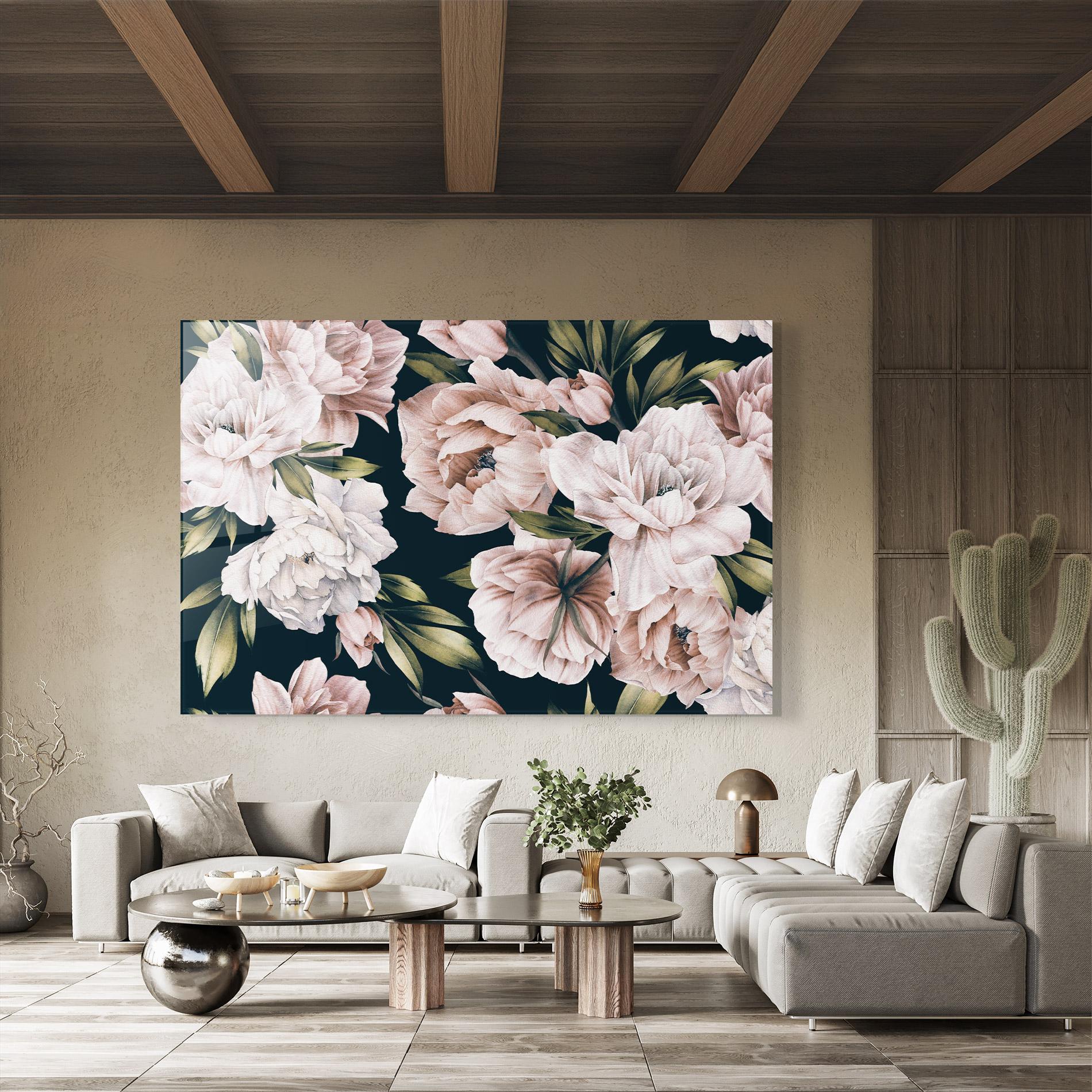 Tablou Sticla Flori De Bujori mockup 8