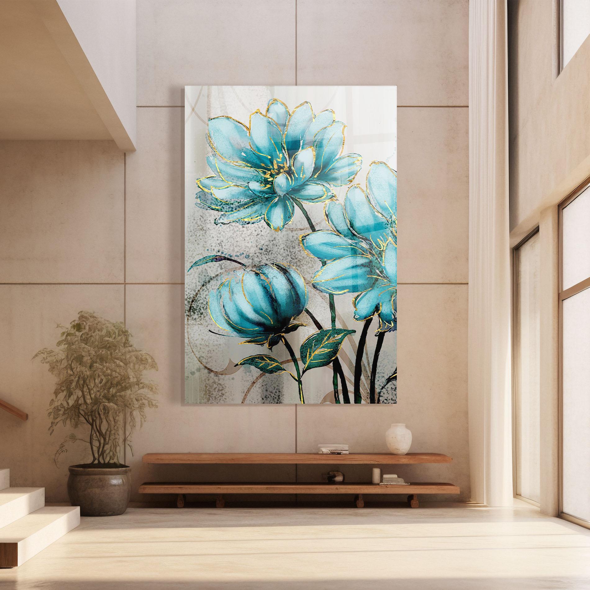 Tablou Sticla Bujori Albastri mockup 8