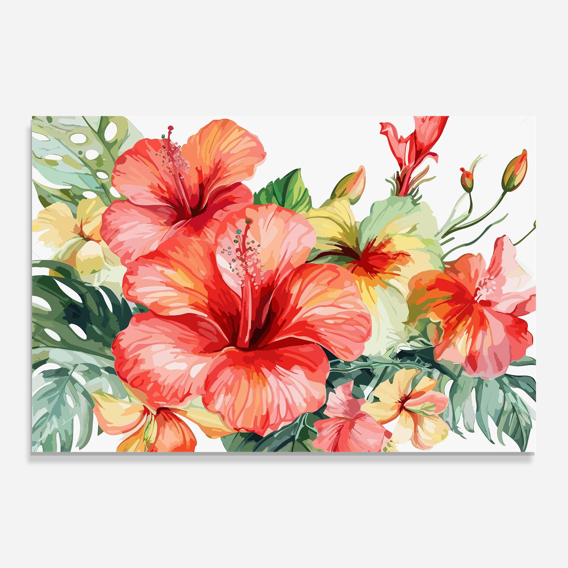 Tablou Sticla Exotic Red Flower mockup 0