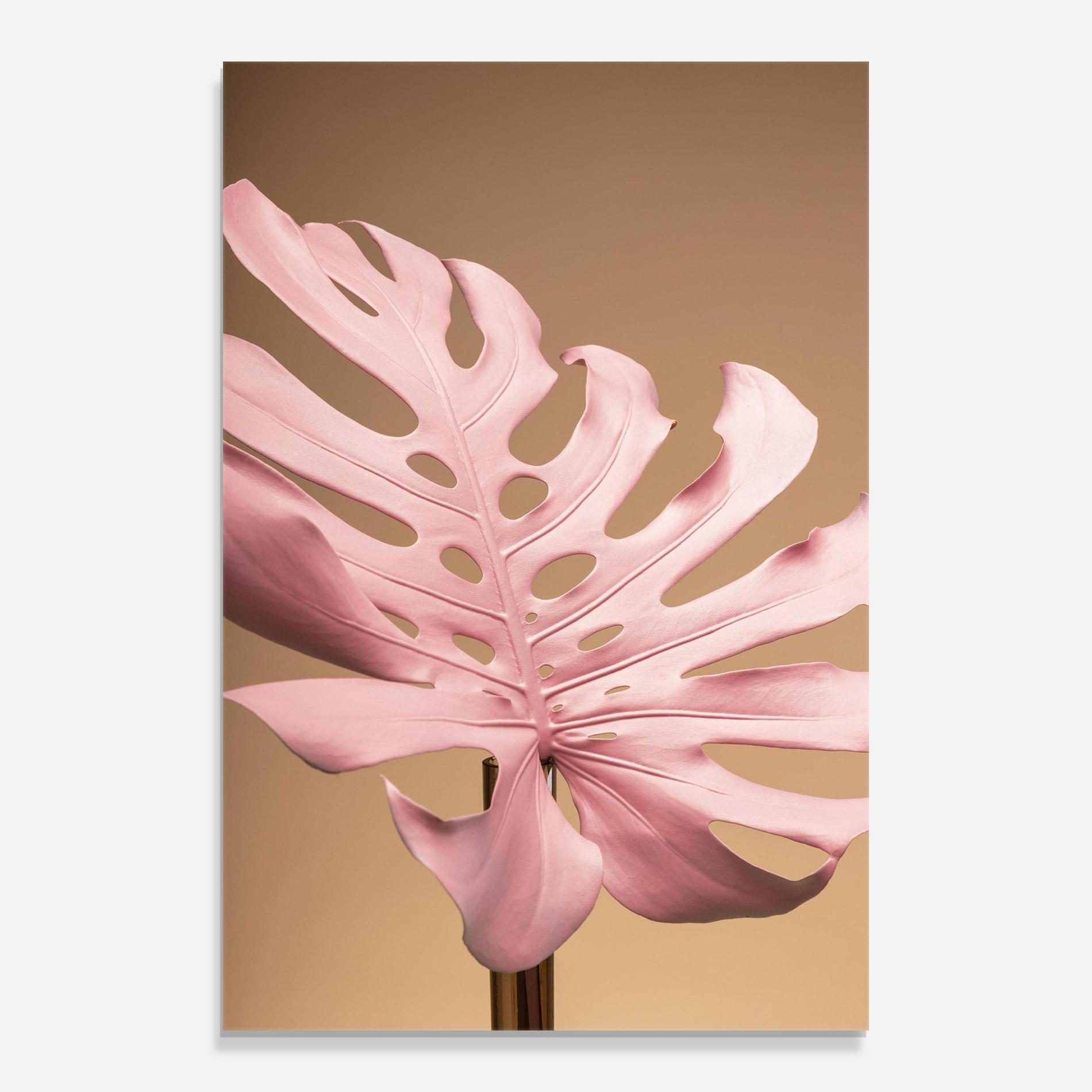 Tablou Sticla Exotic Pink Leaf mockup 0