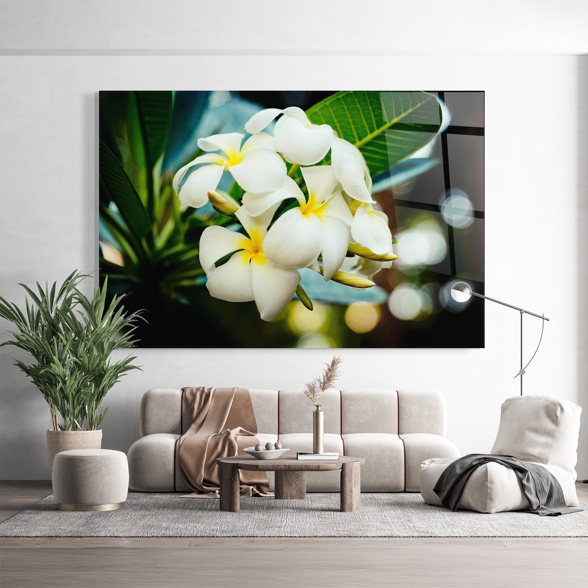 Tablou Sticla Beautiful White Exotic mockup 9