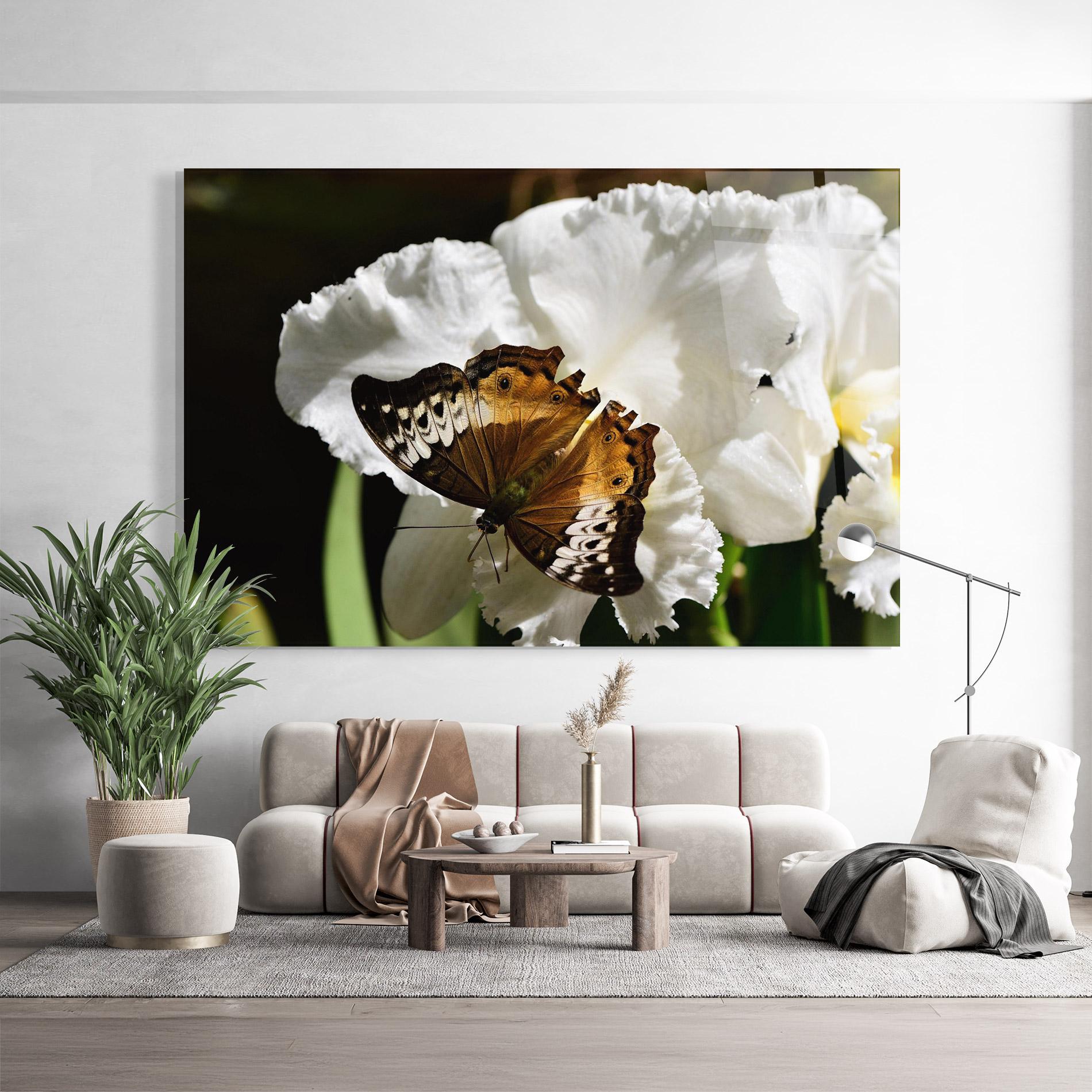 Tablou Sticla Butterfly Exotic Plant mockup 9