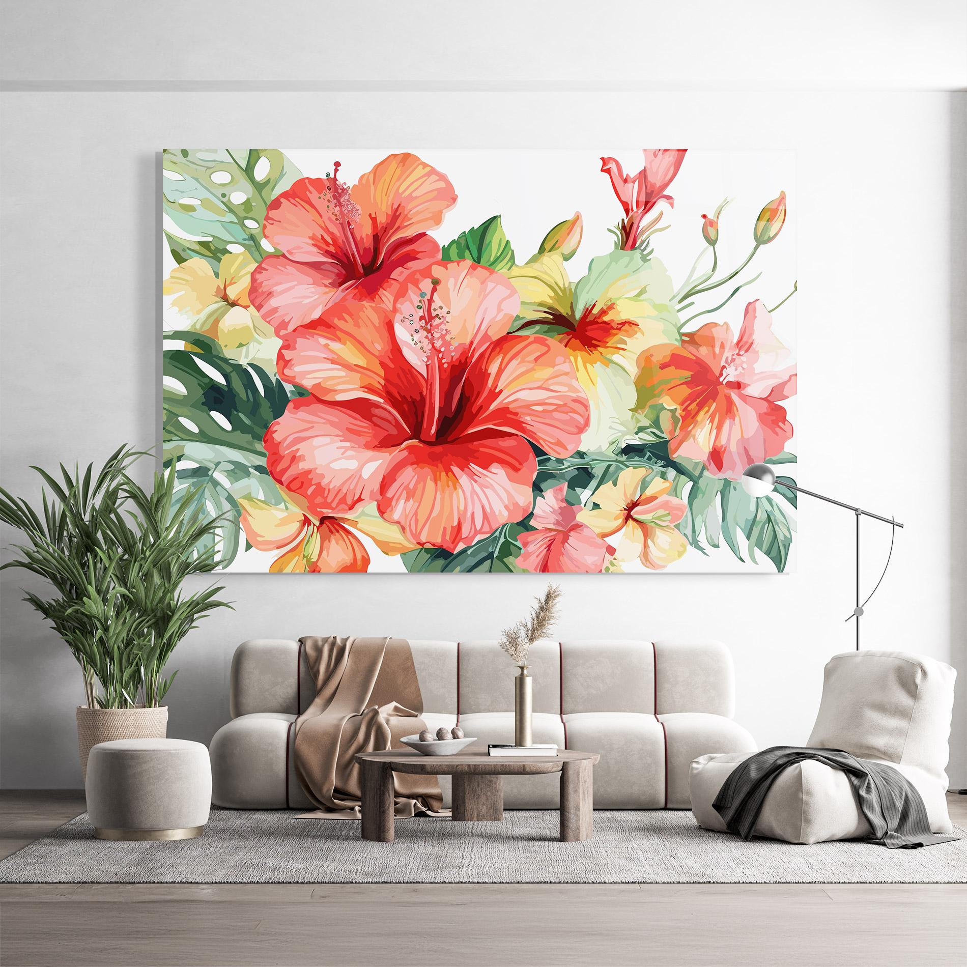 Tablou Sticla Exotic Red Flower mockup 9