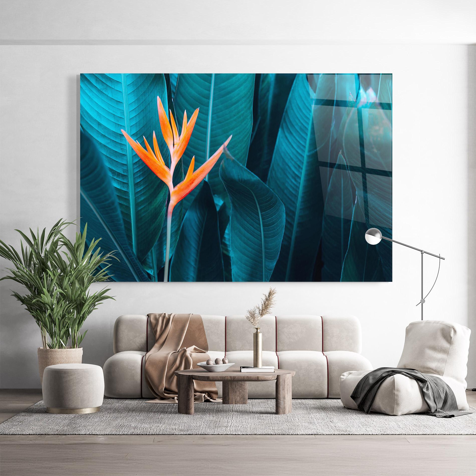 Tablou Sticla Orange Green Exotic mockup 9