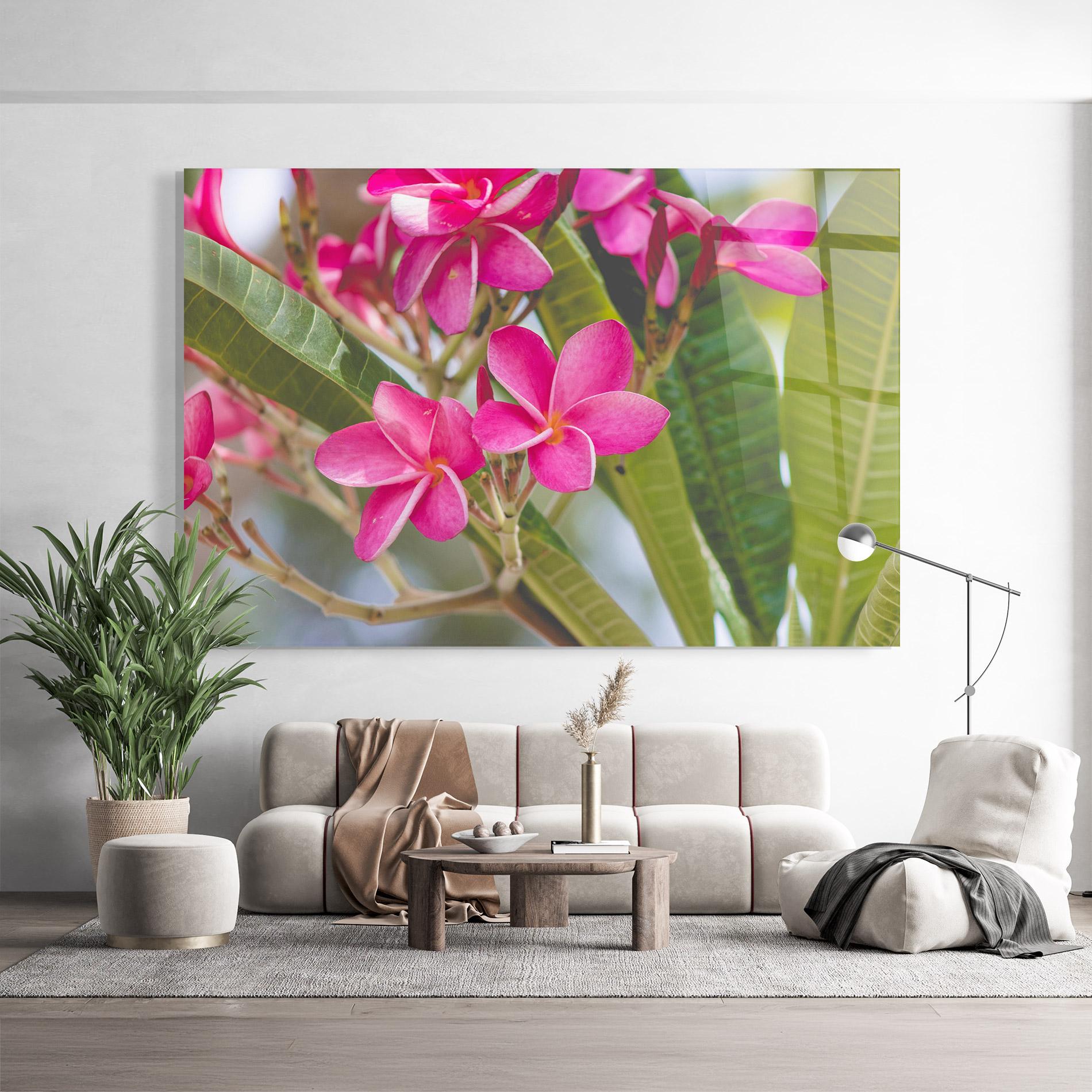 Tablou Sticla Pink Exotic Flowers mockup 9