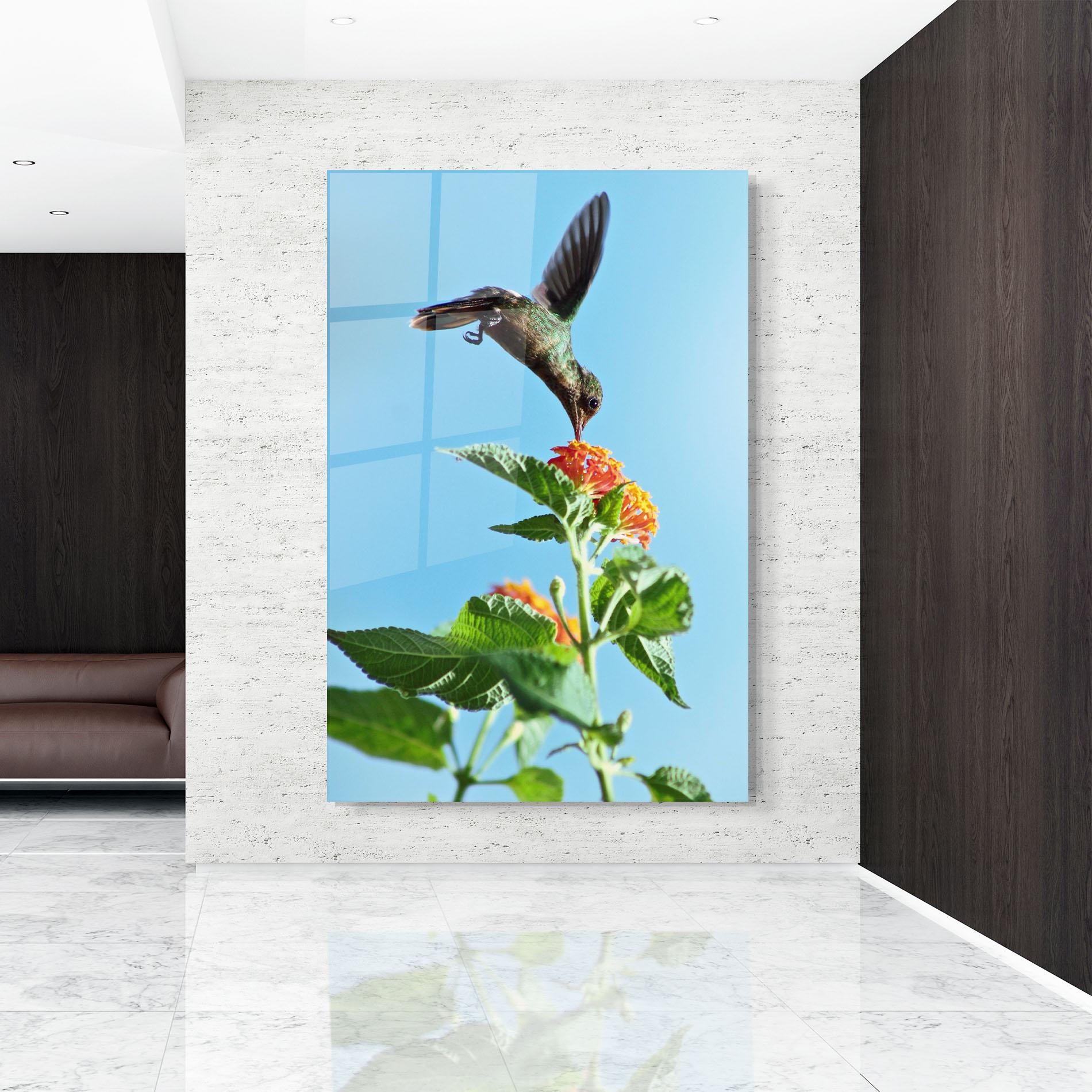 Tablou Sticla Bird Exotic Flower mockup 9