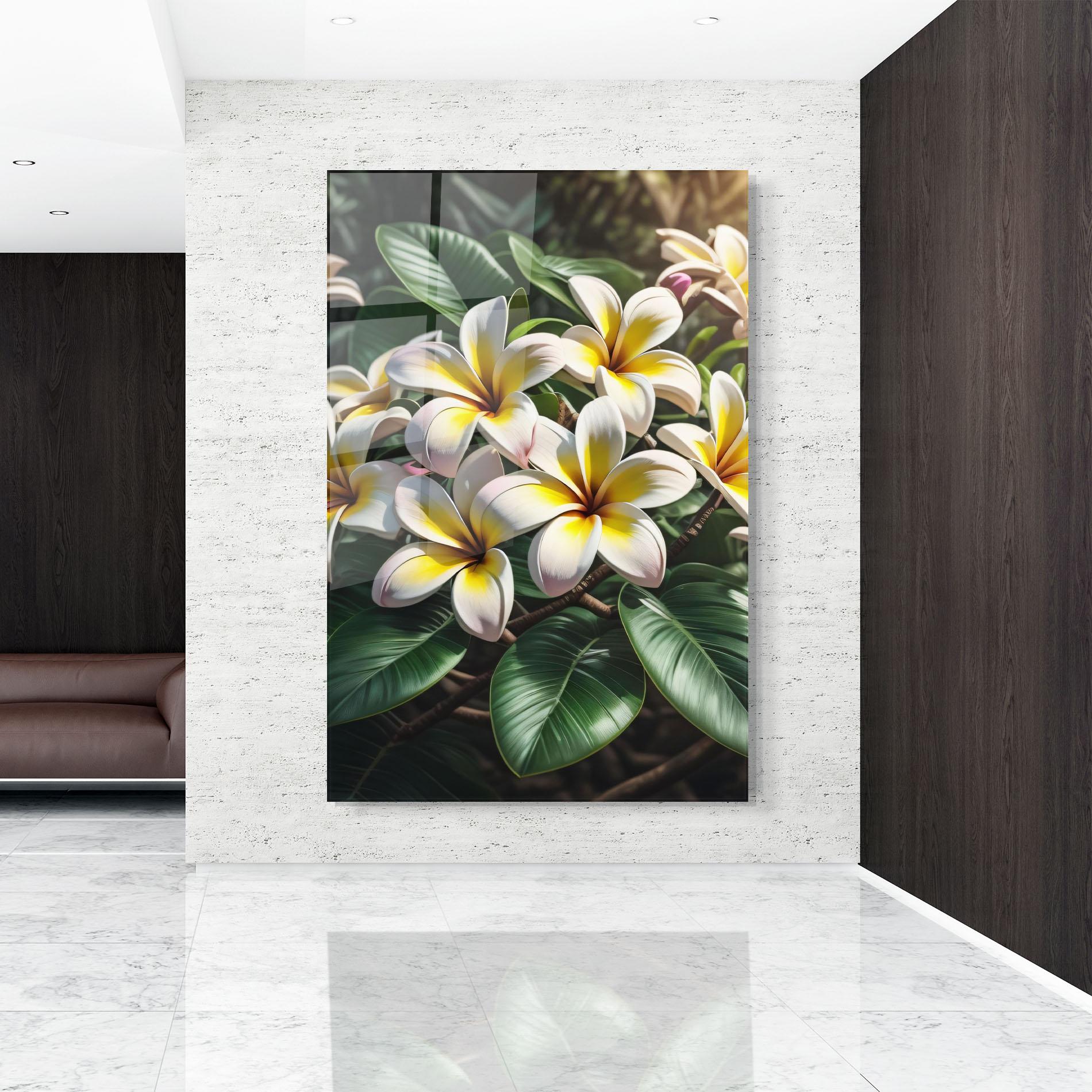 Tablou Sticla Exotic White Yellow mockup 9