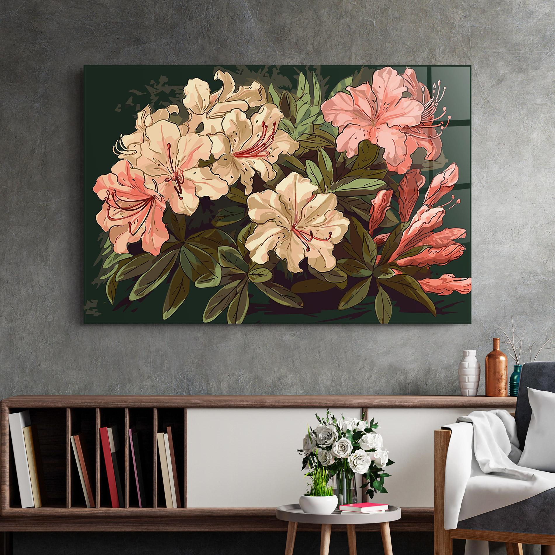 Tablou Sticla Exotic Flowers Art mockup 2