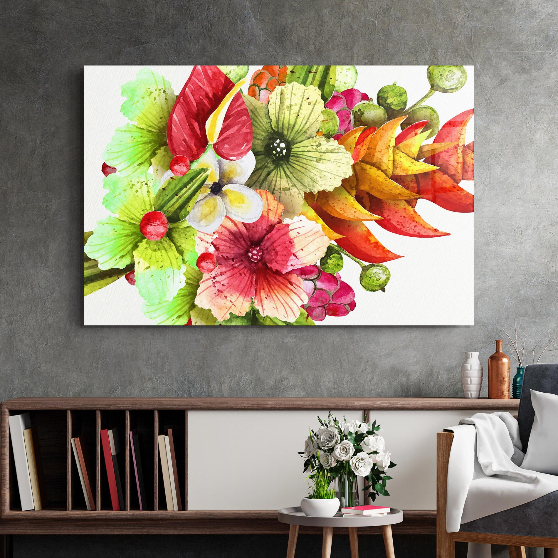 Tablou Sticla Exotic Green Orange mockup 2