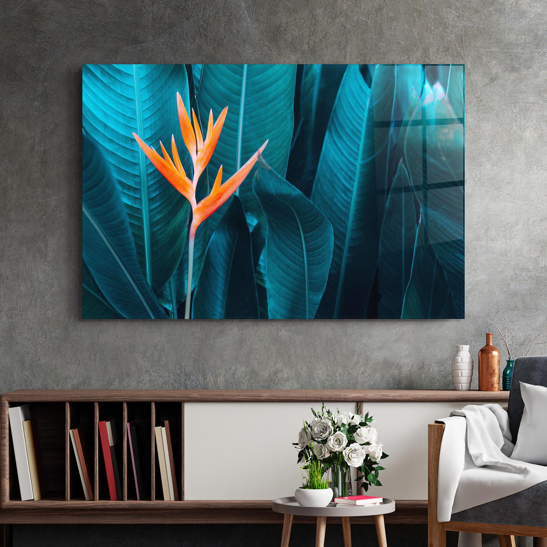 Tablou Sticla Orange Green Exotic mockup 2