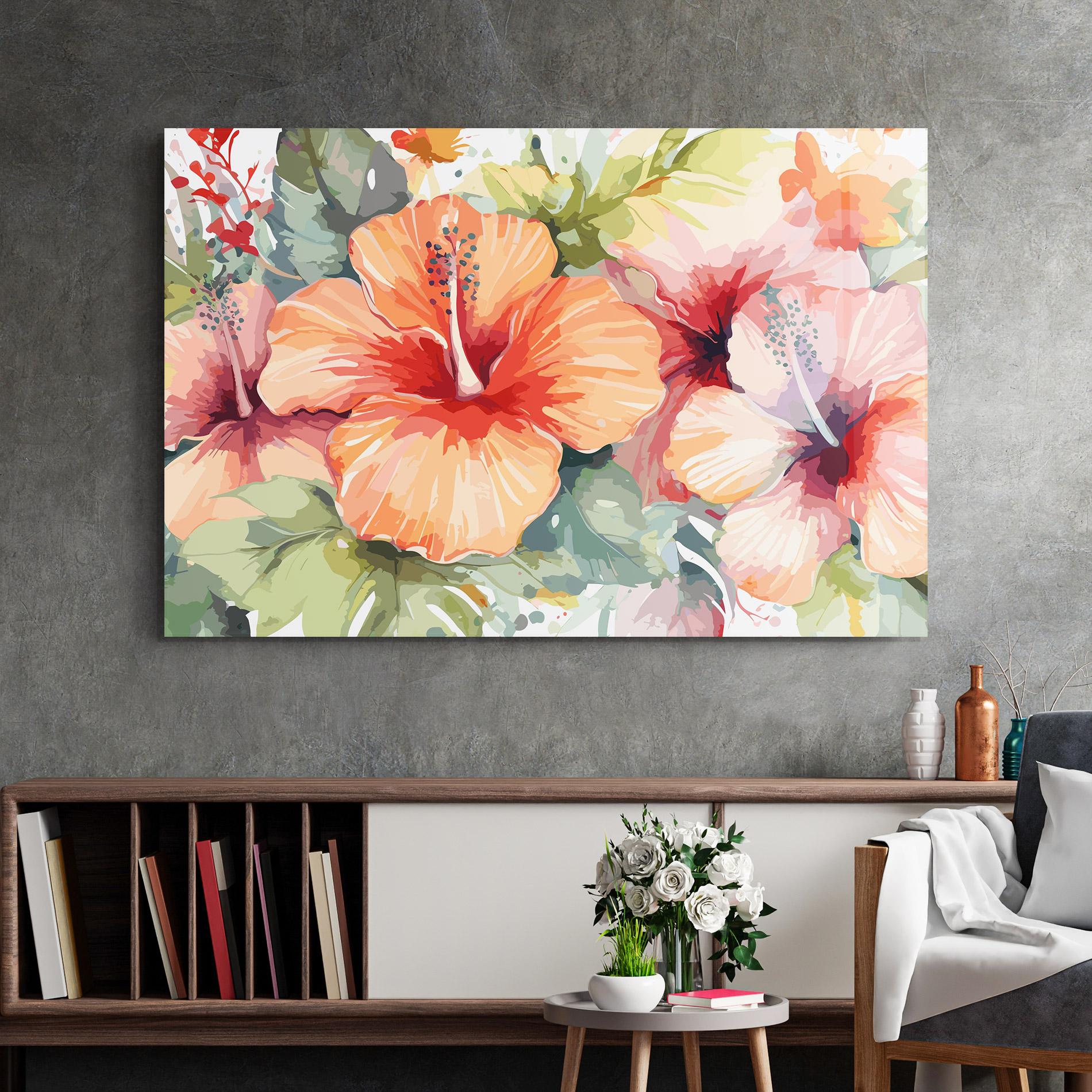 Tablou Sticla Pastel Exotic Flower mockup 2