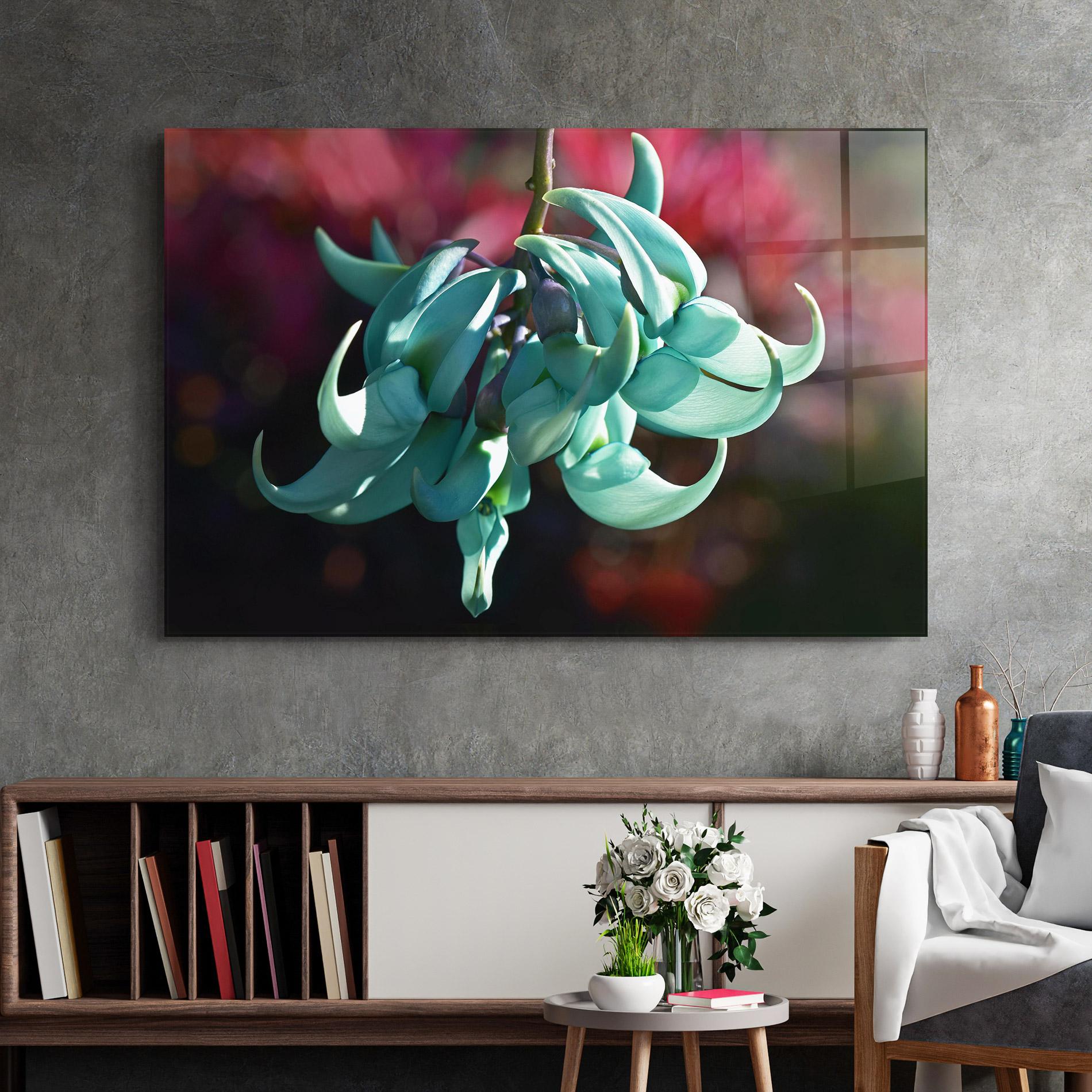 Tablou Sticla Pastel Green Plant mockup 2