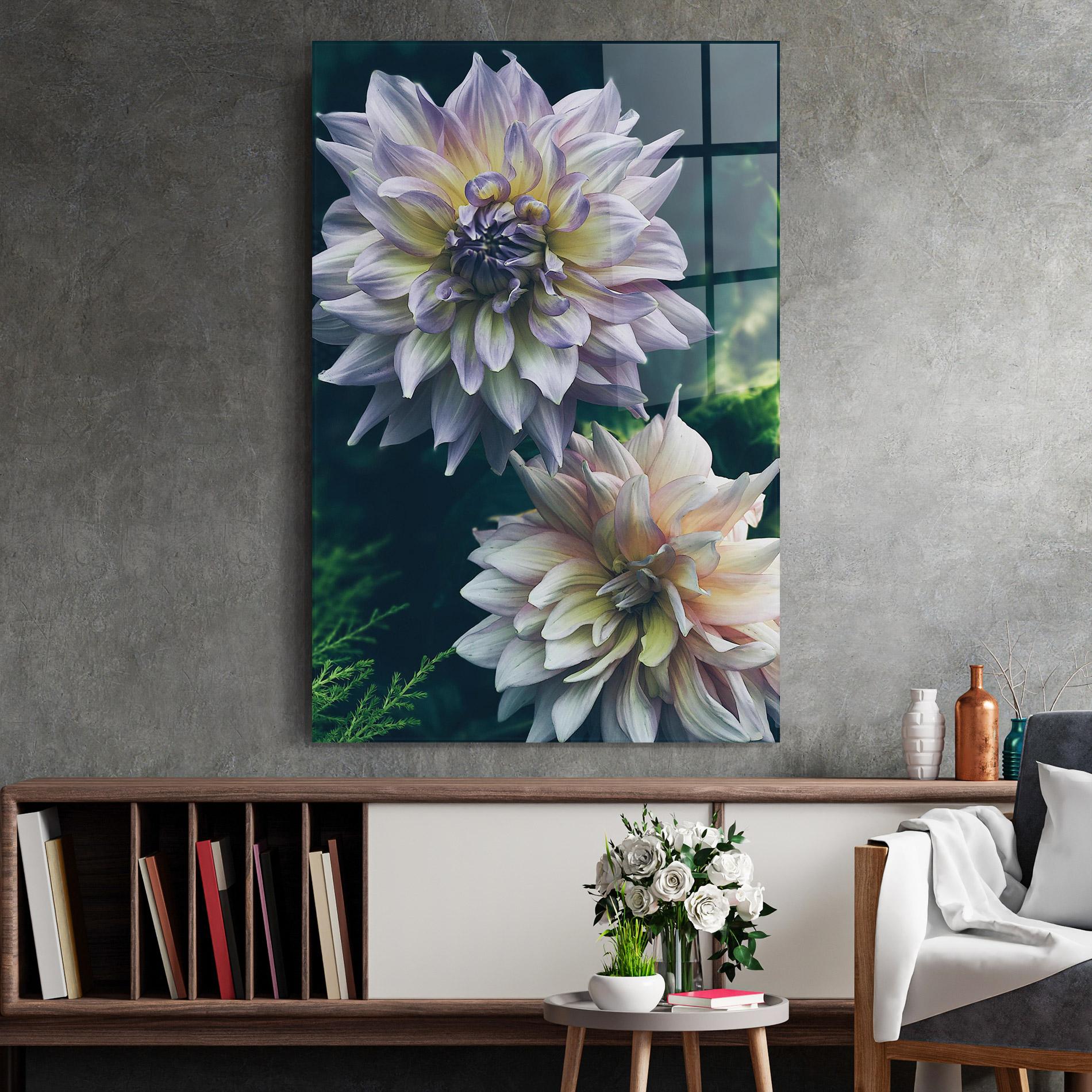 Tablou Sticla Dahlia Flowers mockup 2