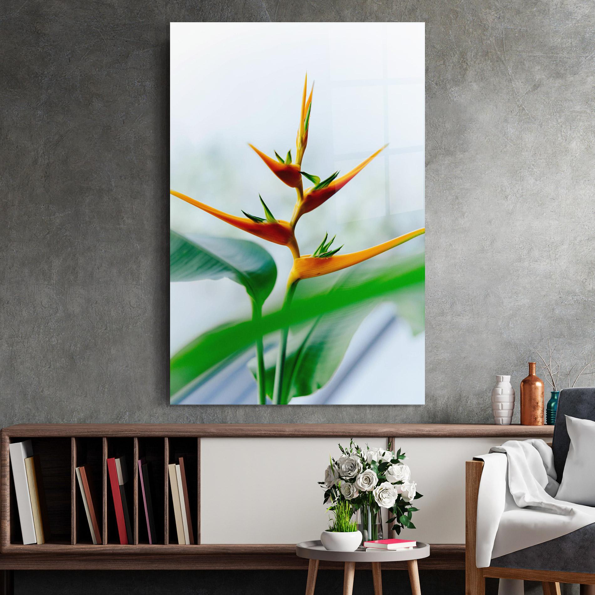 Tablou Sticla Exotic Orange Green mockup 2