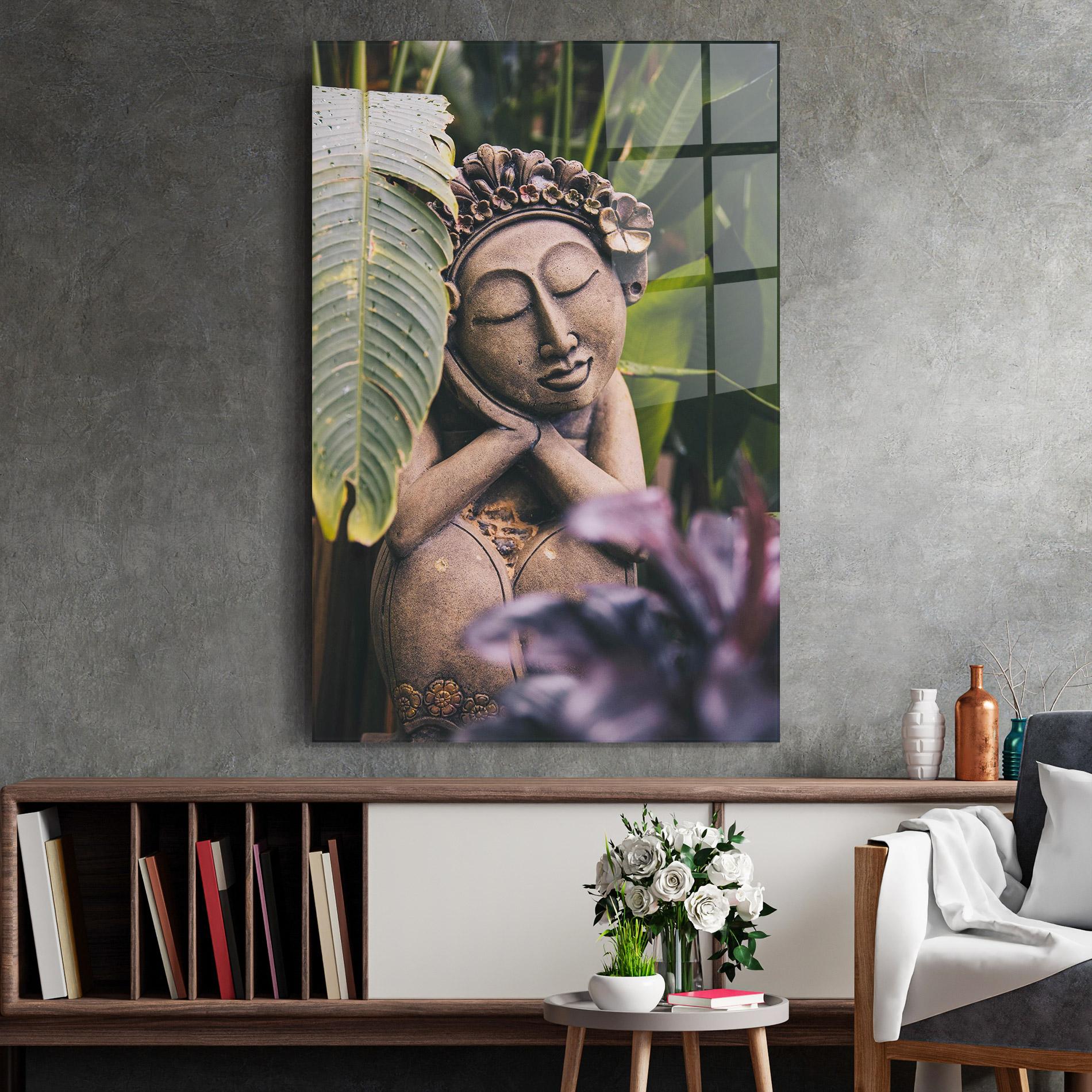 Tablou Sticla Exotic Statue mockup 2