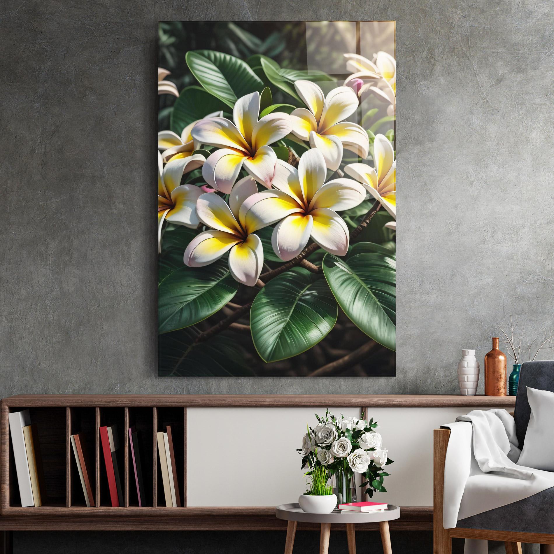 Tablou Sticla Exotic White Yellow mockup 2
