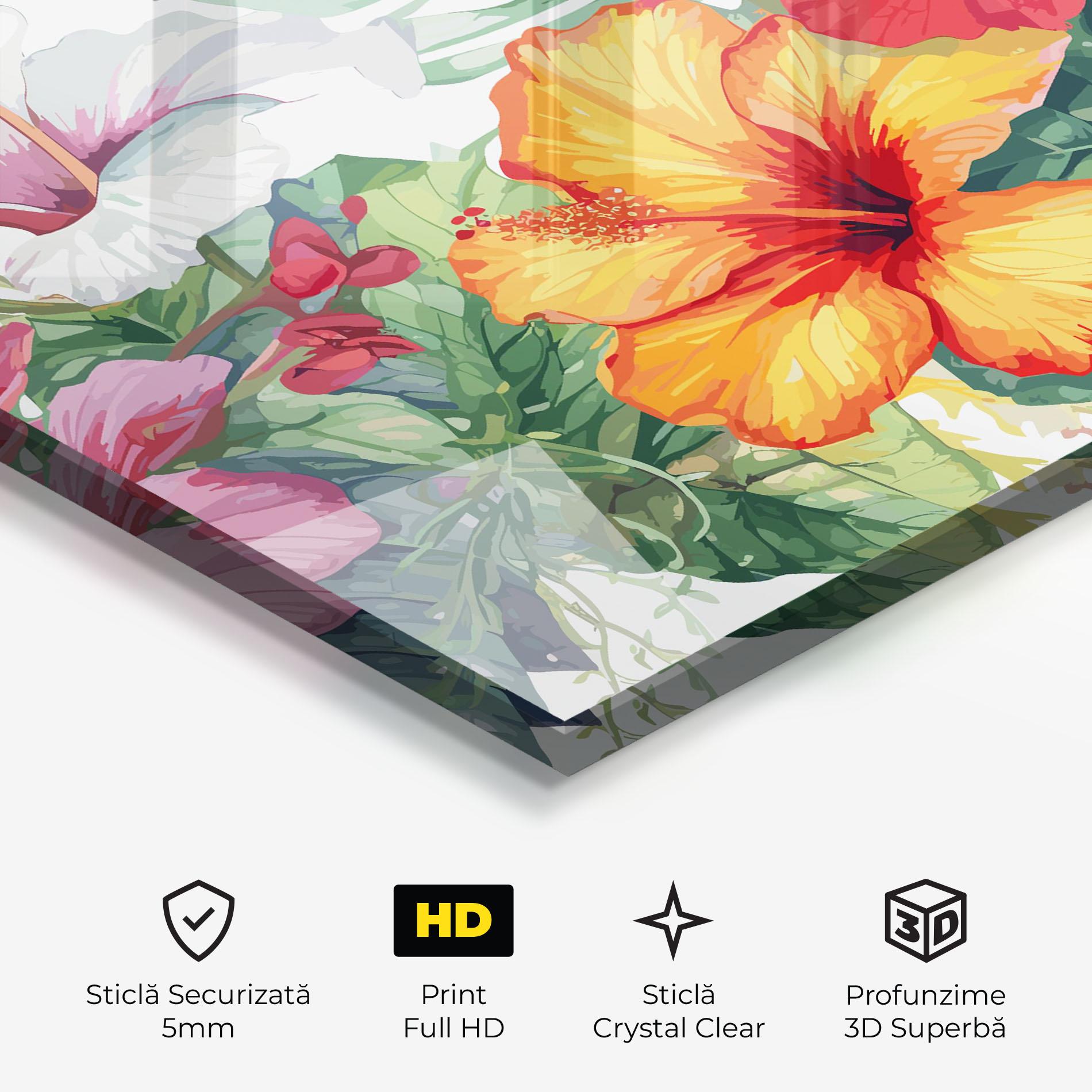 Tablou Sticla Exotic Flowers mockup 3