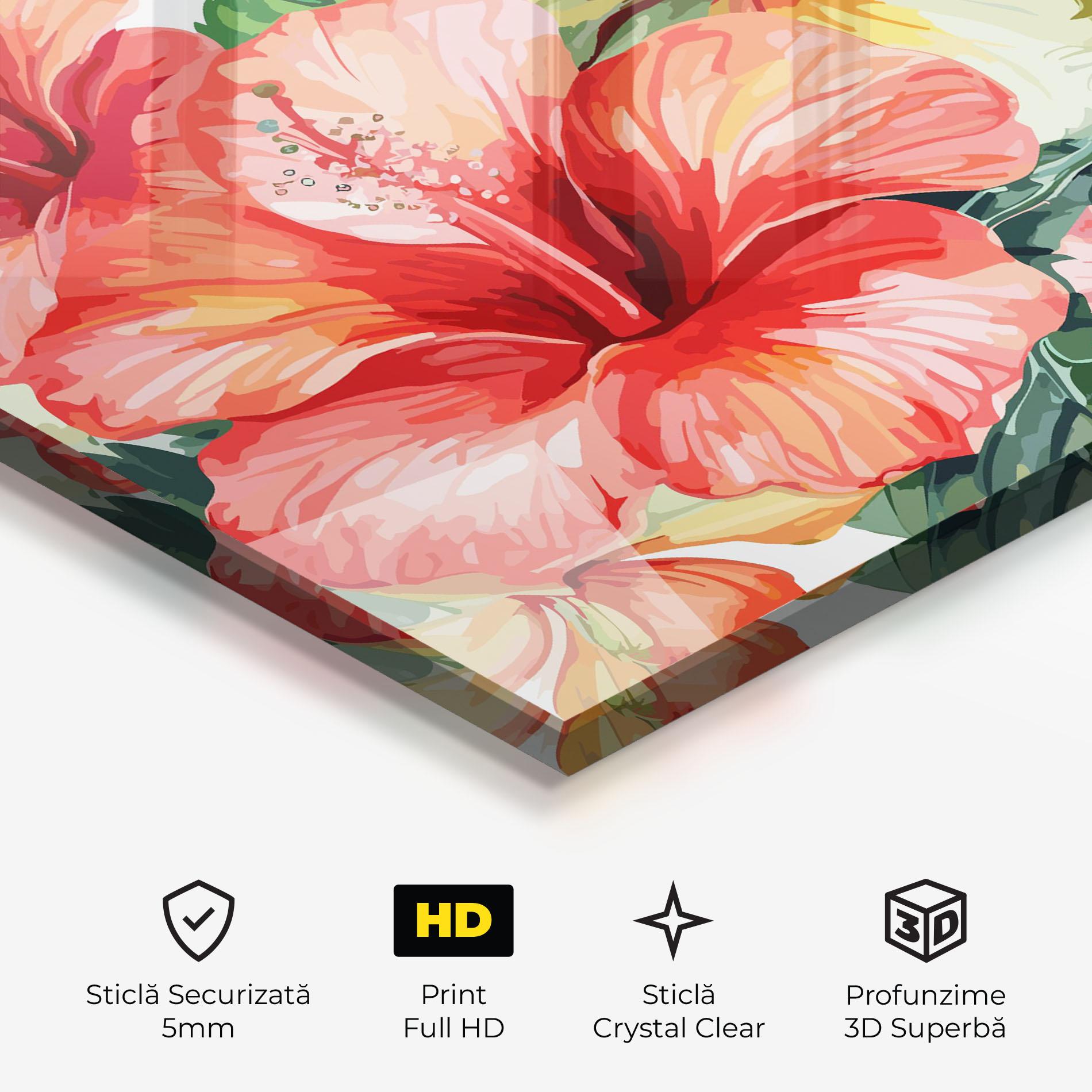 Tablou Sticla Exotic Red Flower mockup 3