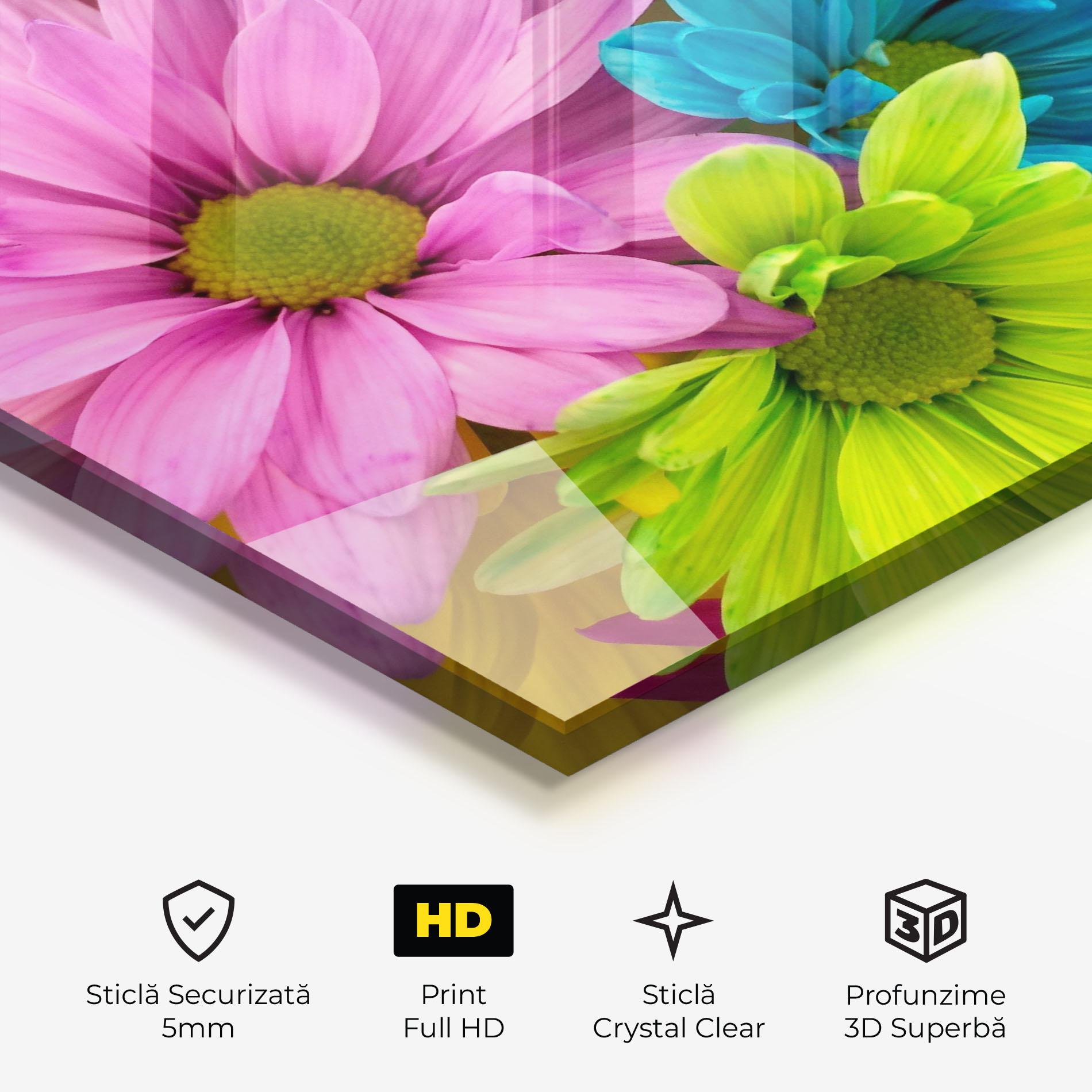 Tablou Sticla Three Shades Of Flower mockup 3