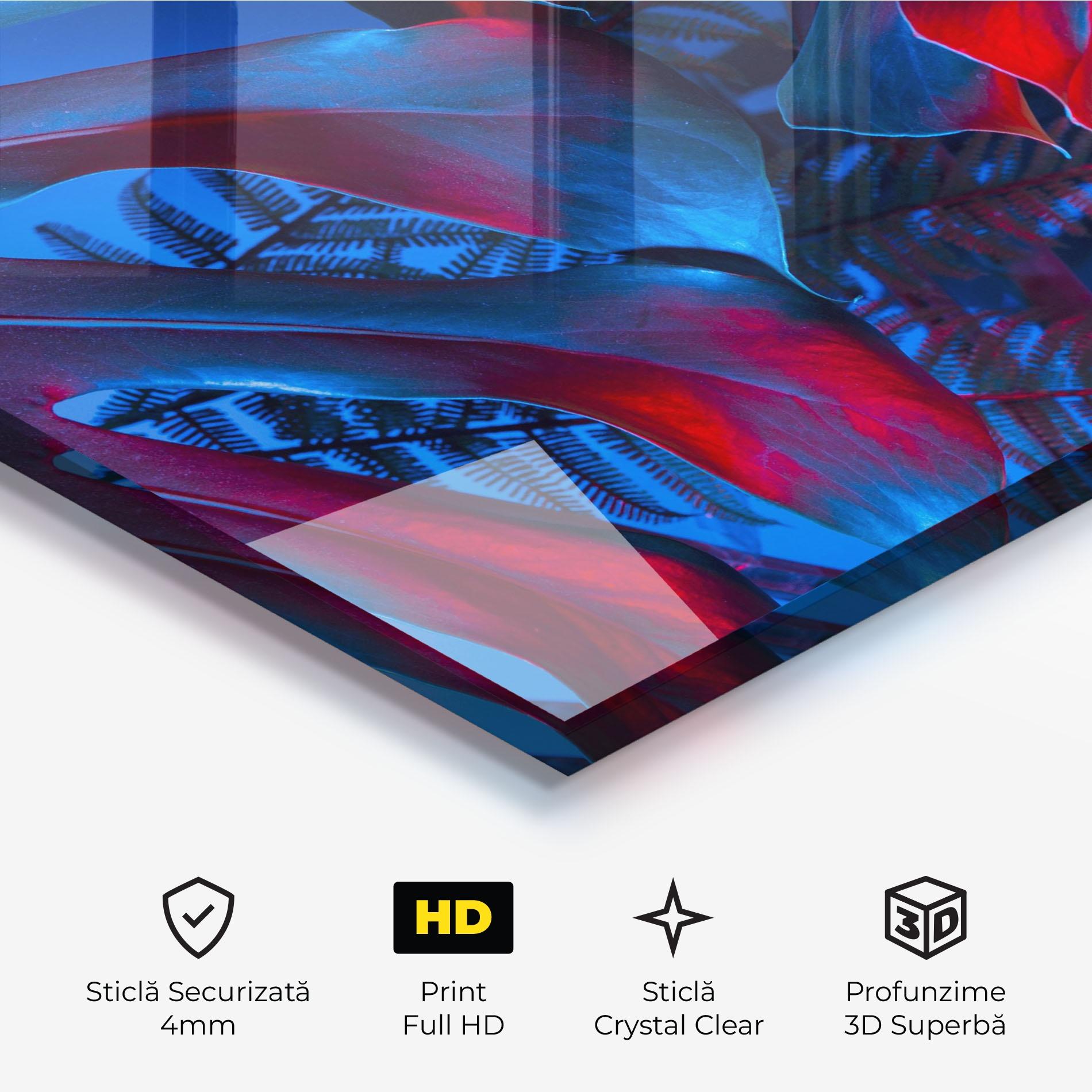 Tablou Sticla Exotic Blue Leaf mockup 3