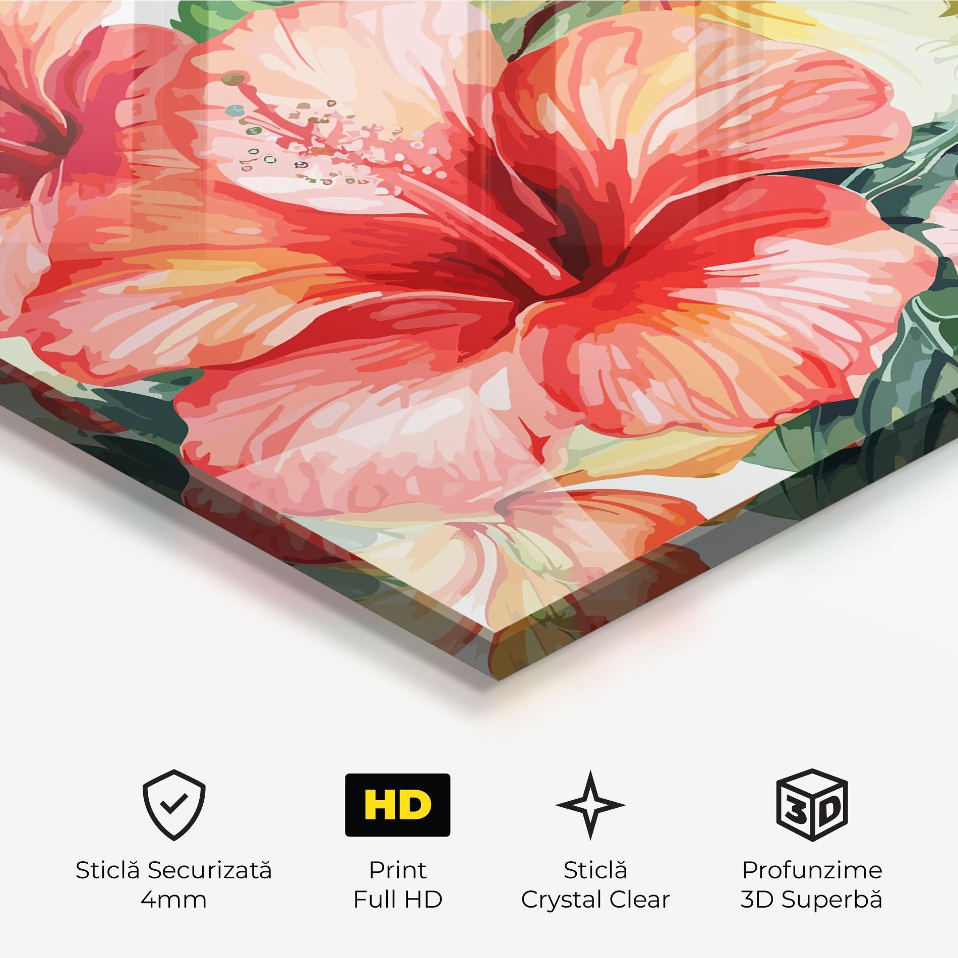 Tablou Sticla Exotic Red Flower mockup 3