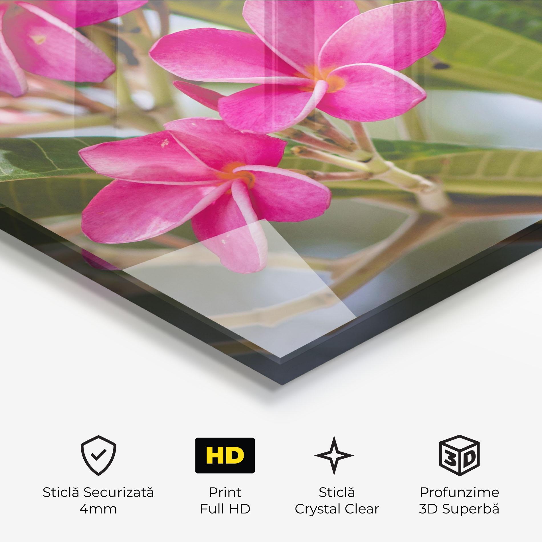 Tablou Sticla Pink Exotic Flowers mockup 3