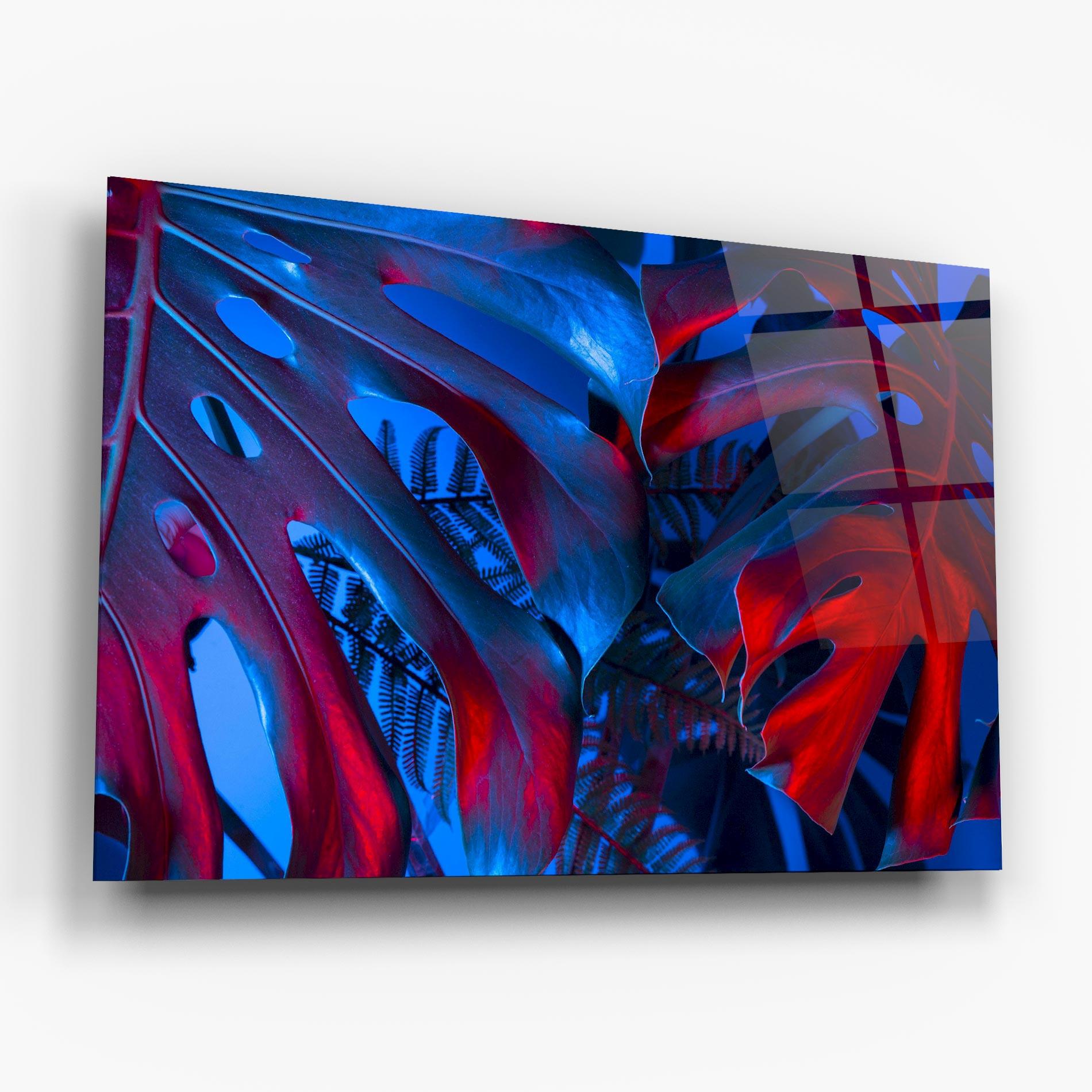 Tablou Sticla Exotic Blue Leaf mockup 6