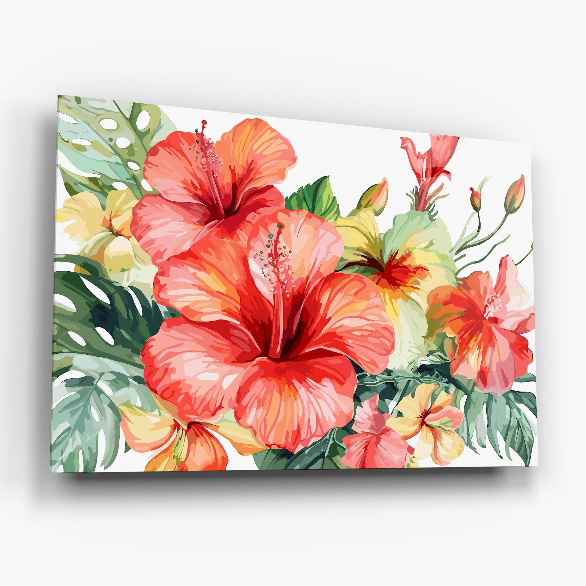 Tablou Sticla Exotic Red Flower mockup 6