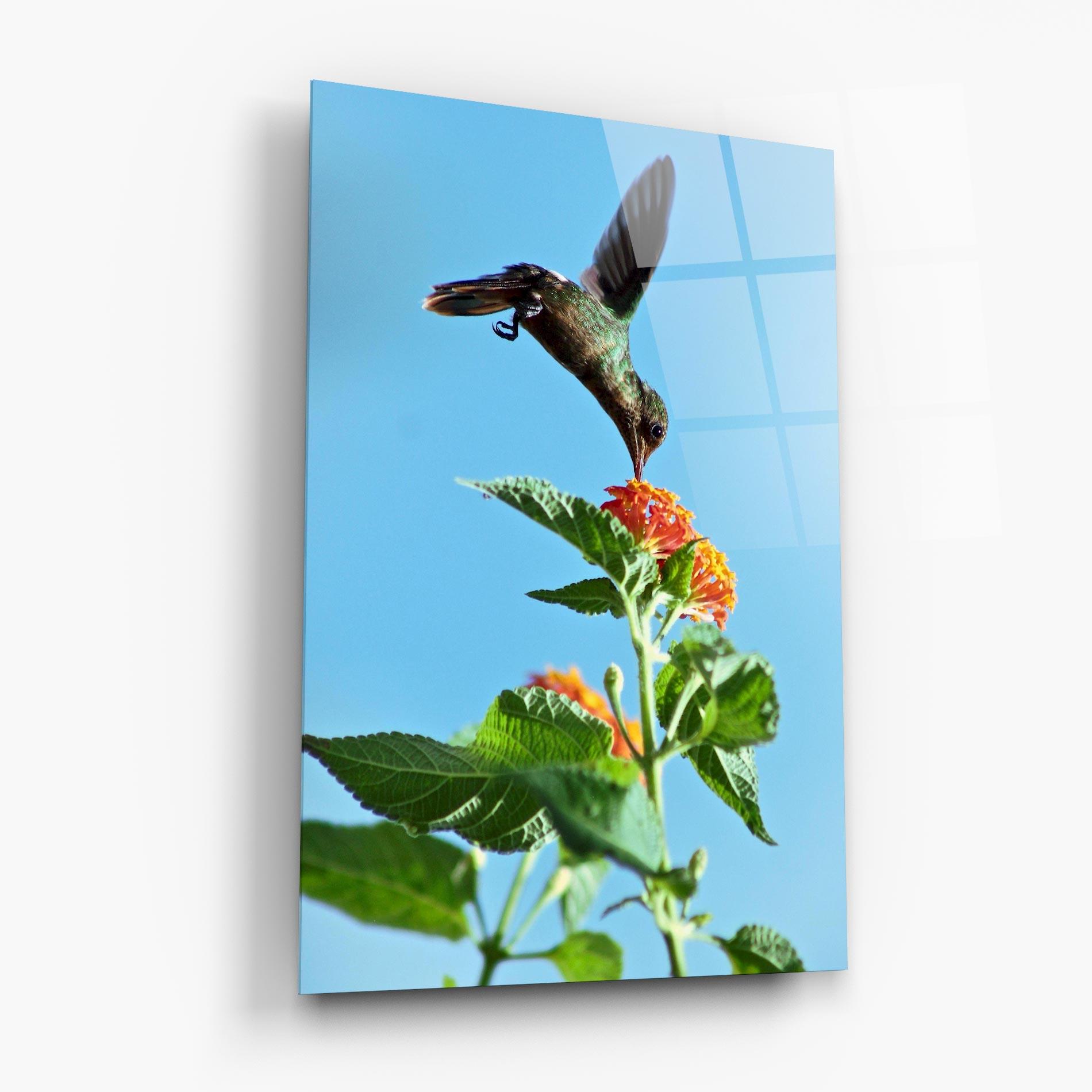 Tablou Sticla Bird Exotic Flower mockup 6