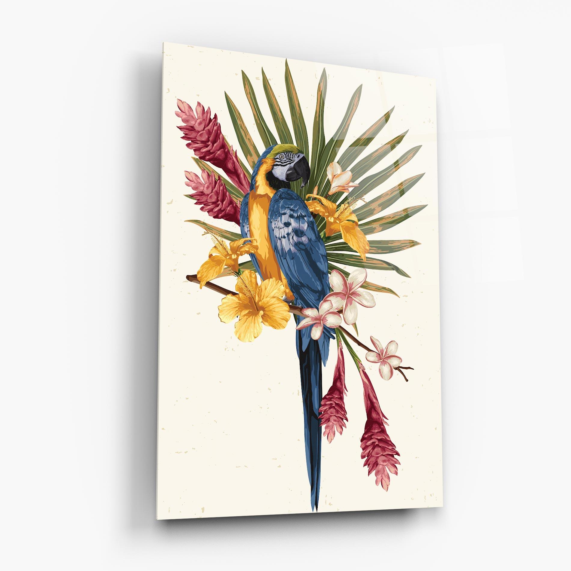 Tablou Sticla Exotic Bird Flower mockup 6