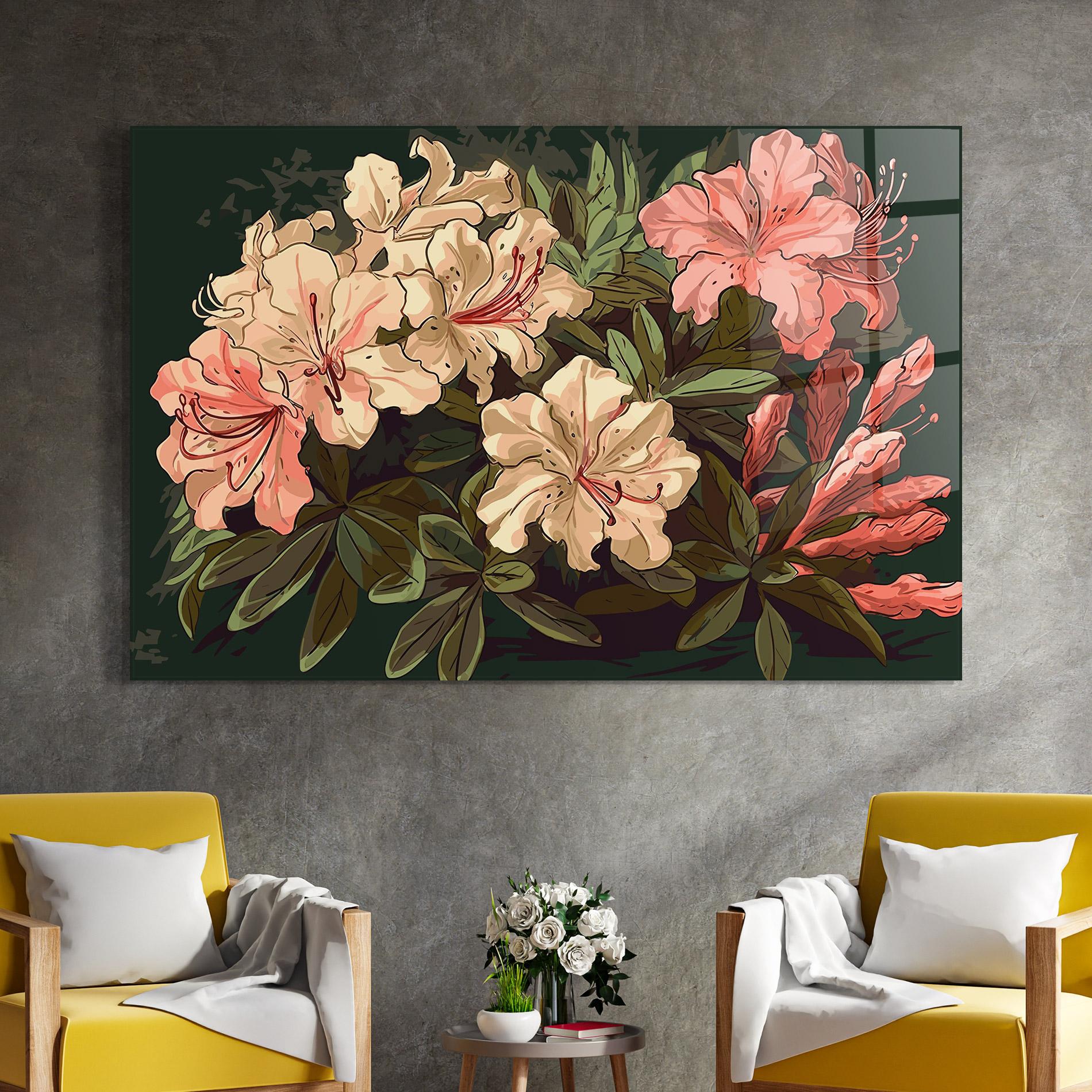 Tablou Sticla Exotic Flowers Art mockup 4