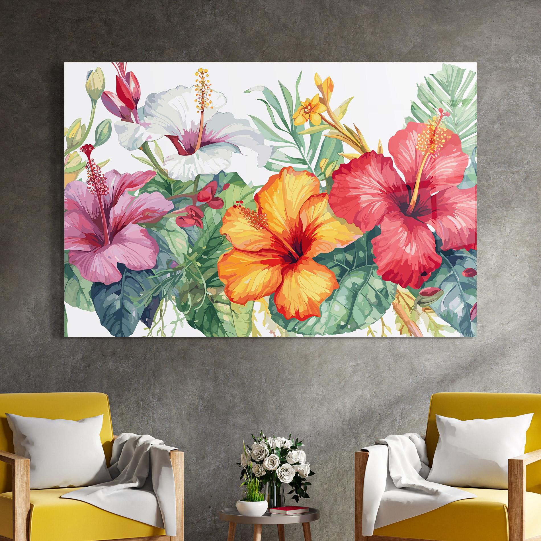 Tablou Sticla Exotic Flowers mockup 4